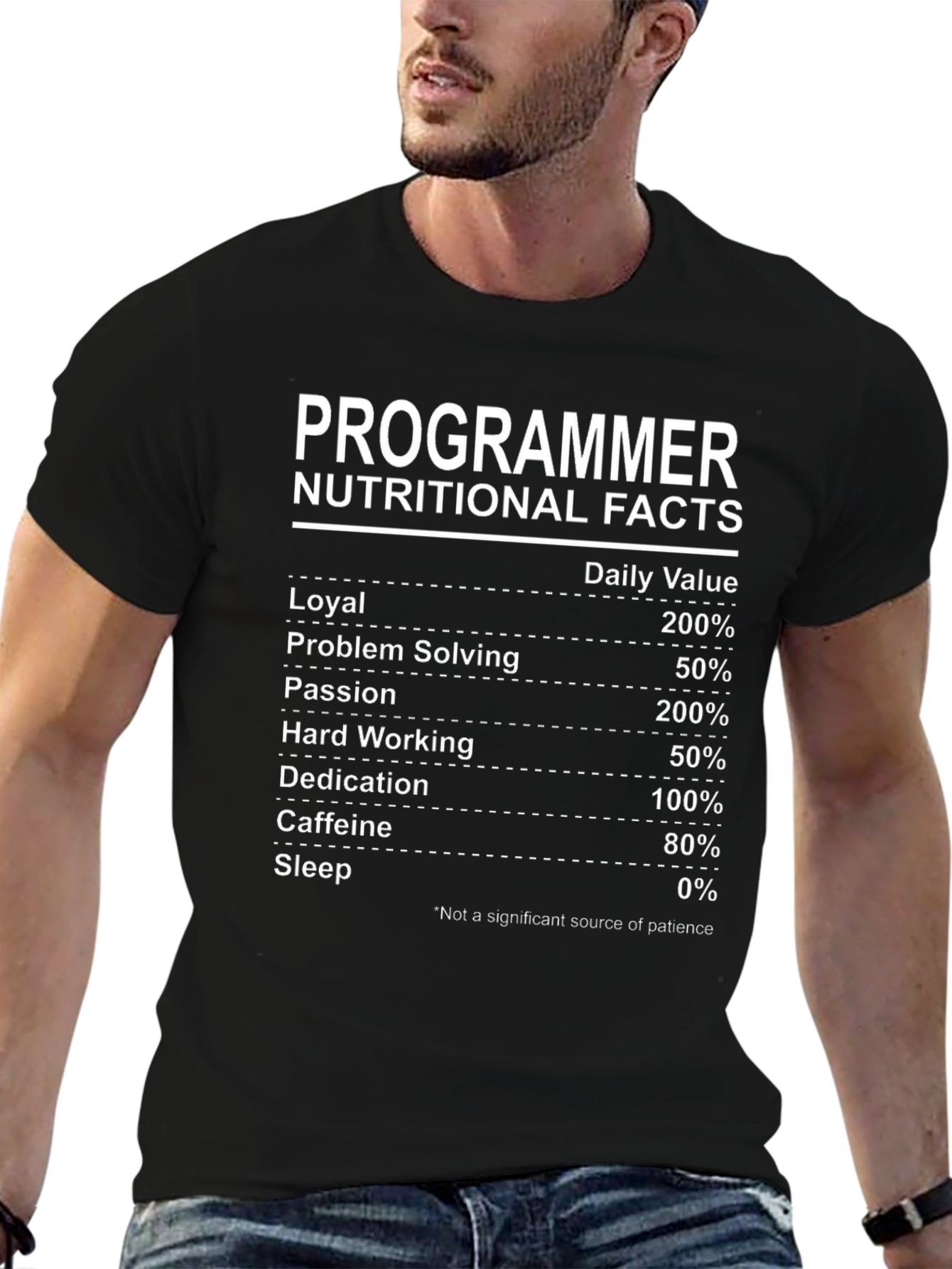 Programmer Nutritional Facts Black T-Shirt
