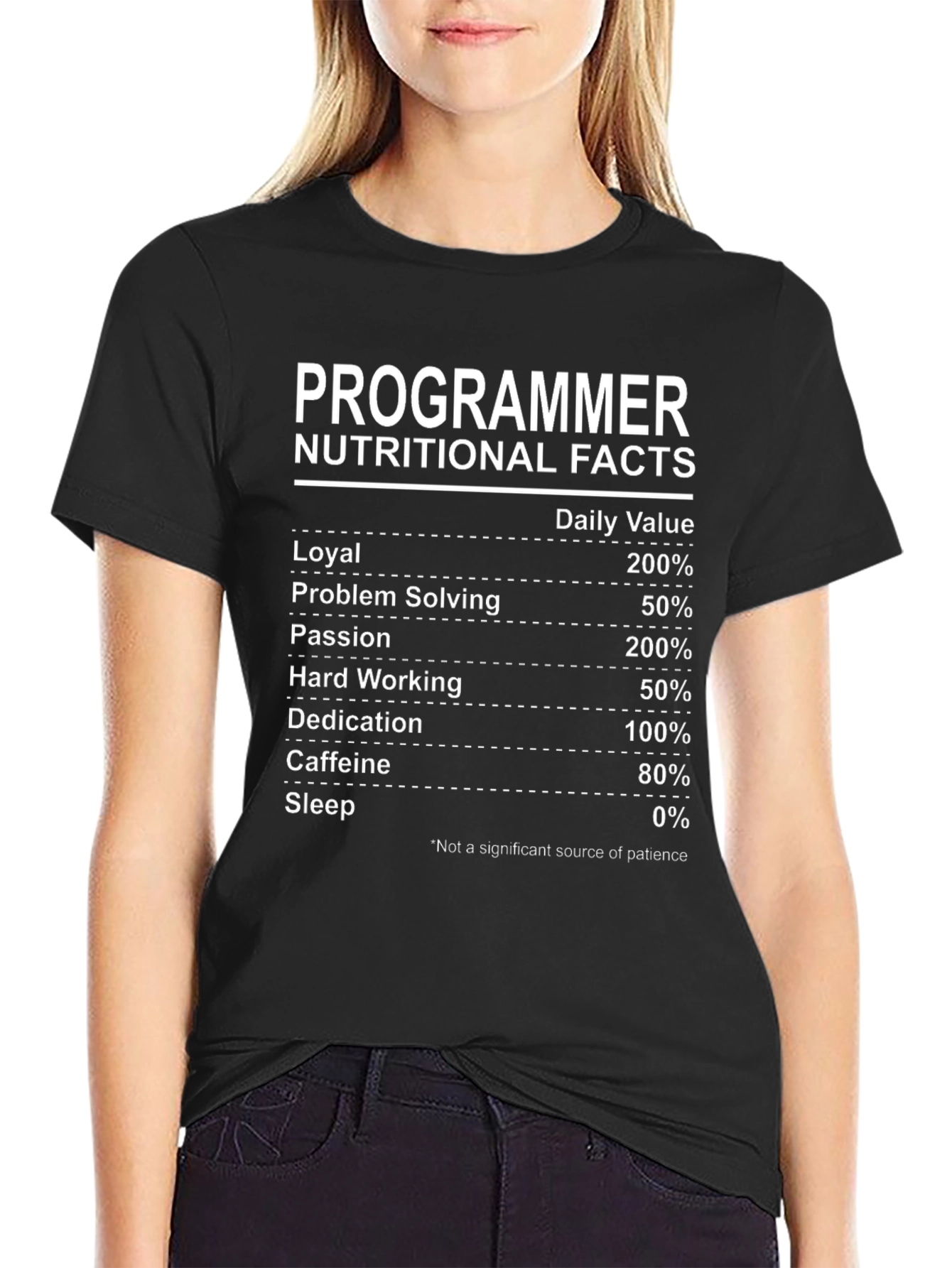 Programmer Nutritional Facts Black T-Shirt