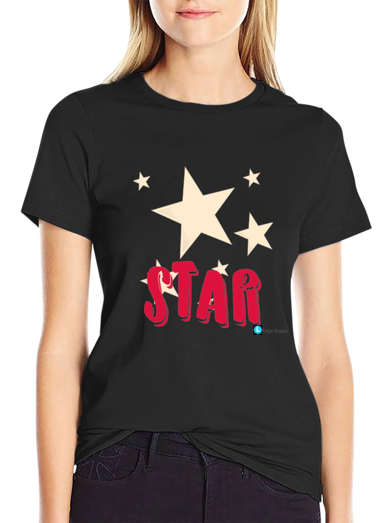 Star Graphic Black Tee Shirt