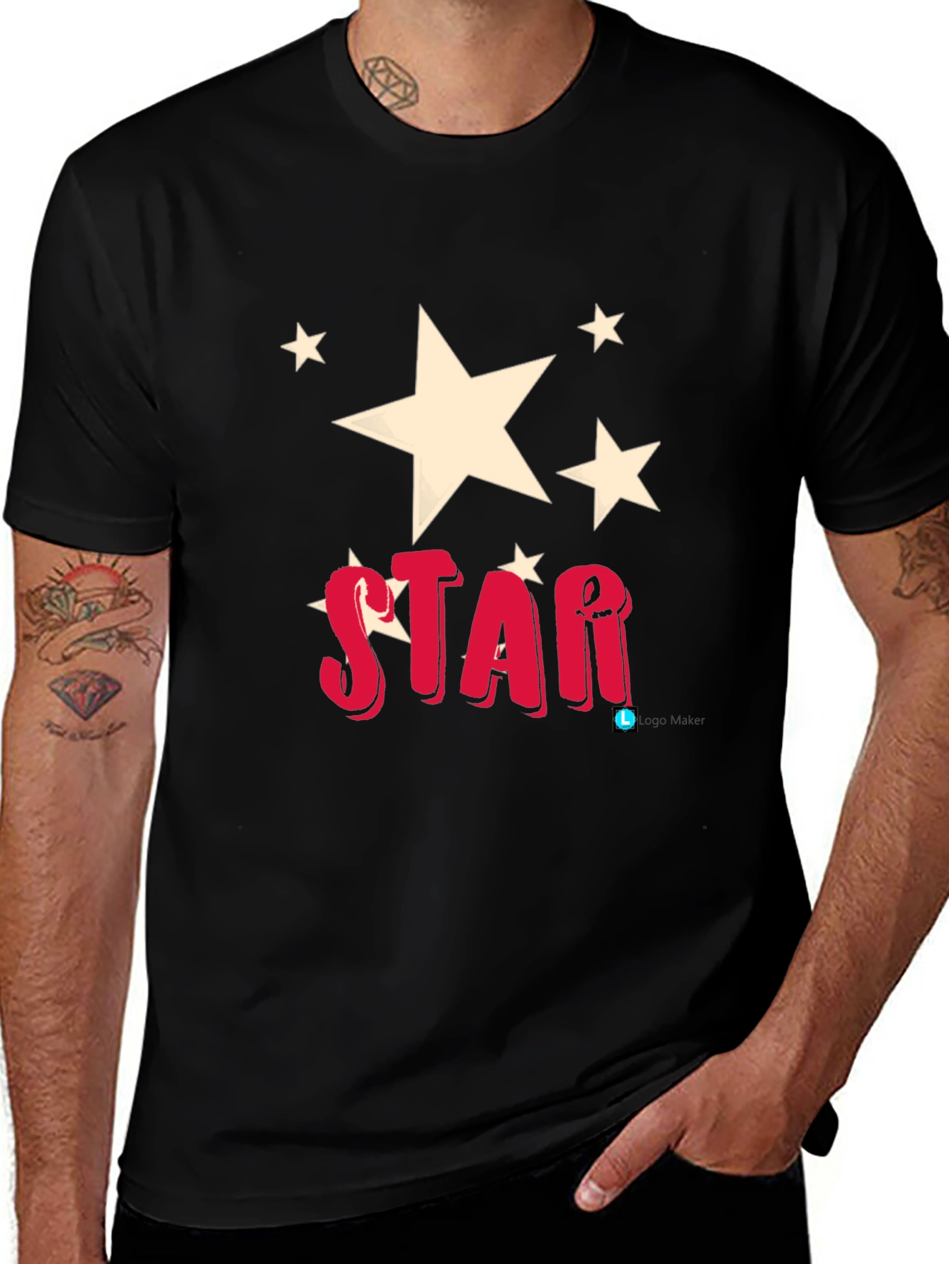 Star Graphic Black Tee Shirt