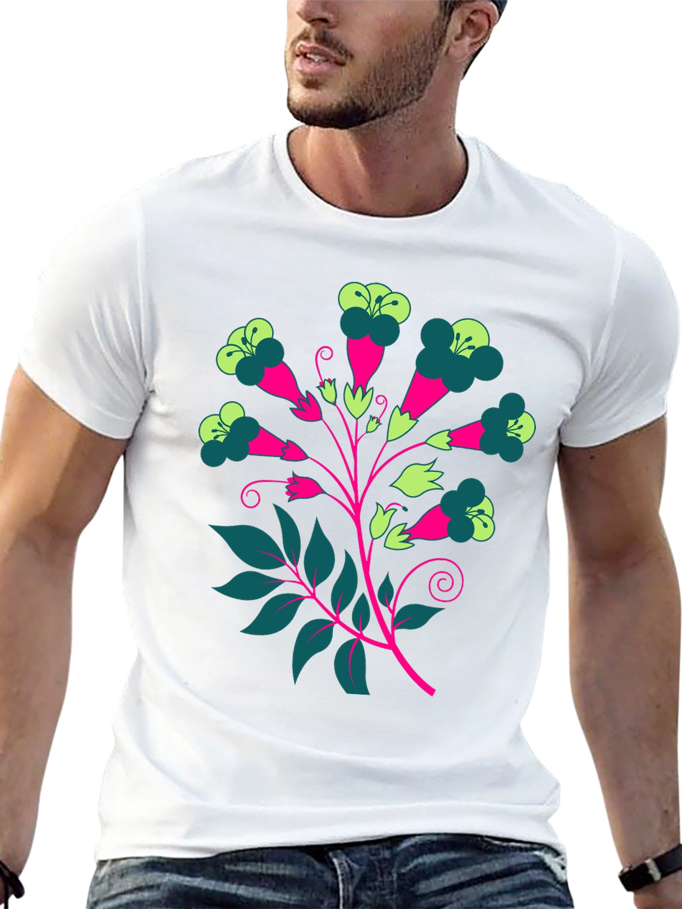 Floral Print Tee - Modern Graphic T-Shirt
