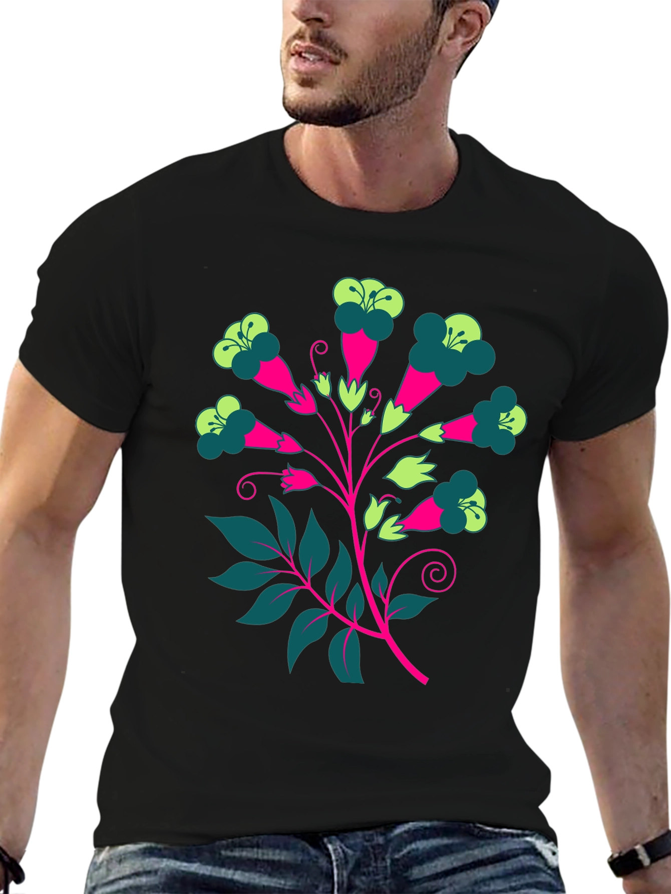 Floral Print Tee - Modern Graphic T-Shirt