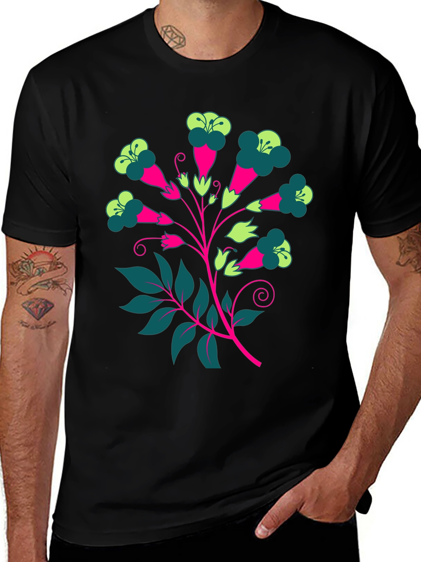 Floral Print Tee - Modern Graphic T-Shirt