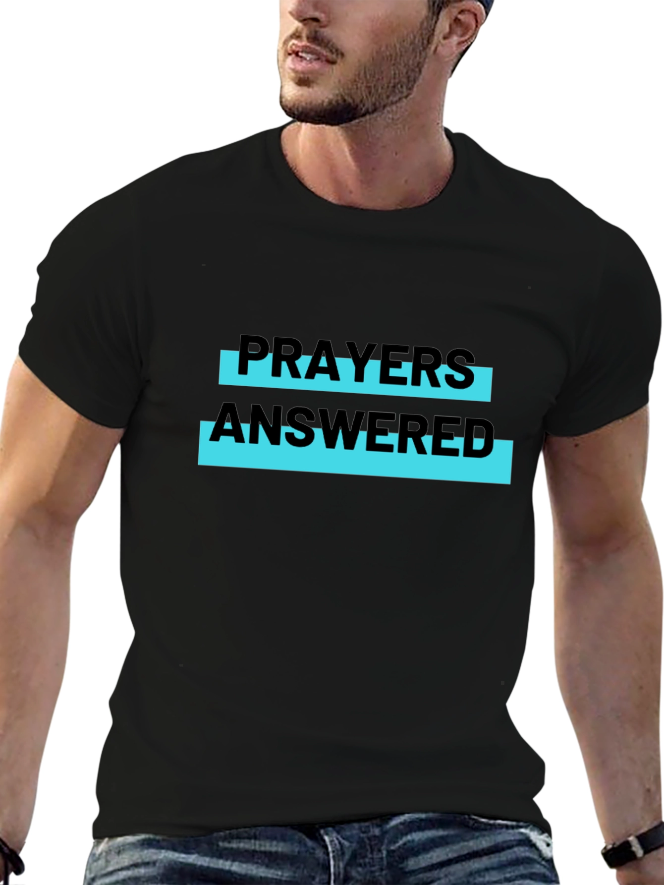 Prayers Answered Graphic Tee - Black Casual T-Shirt