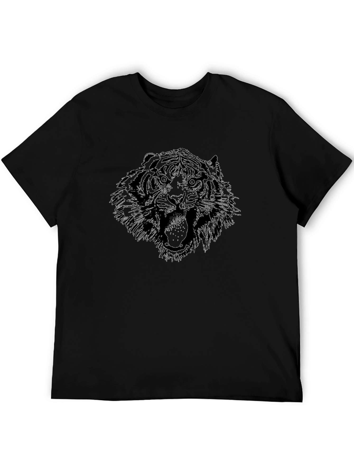 Tiger Graphic Tee - Mens Black Crew Neck T-Shirt