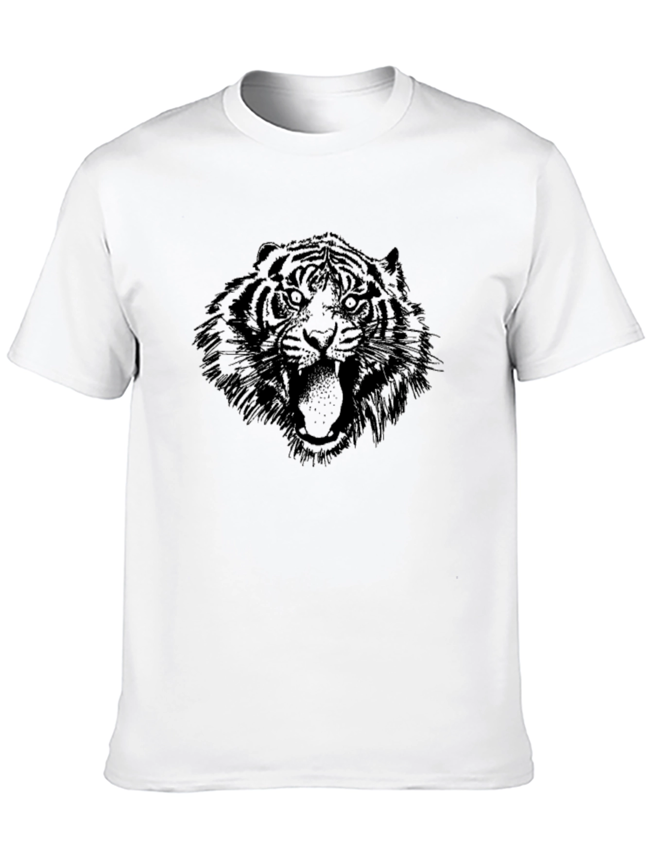 Tiger Graphic Tee - Mens Black Crew Neck T-Shirt
