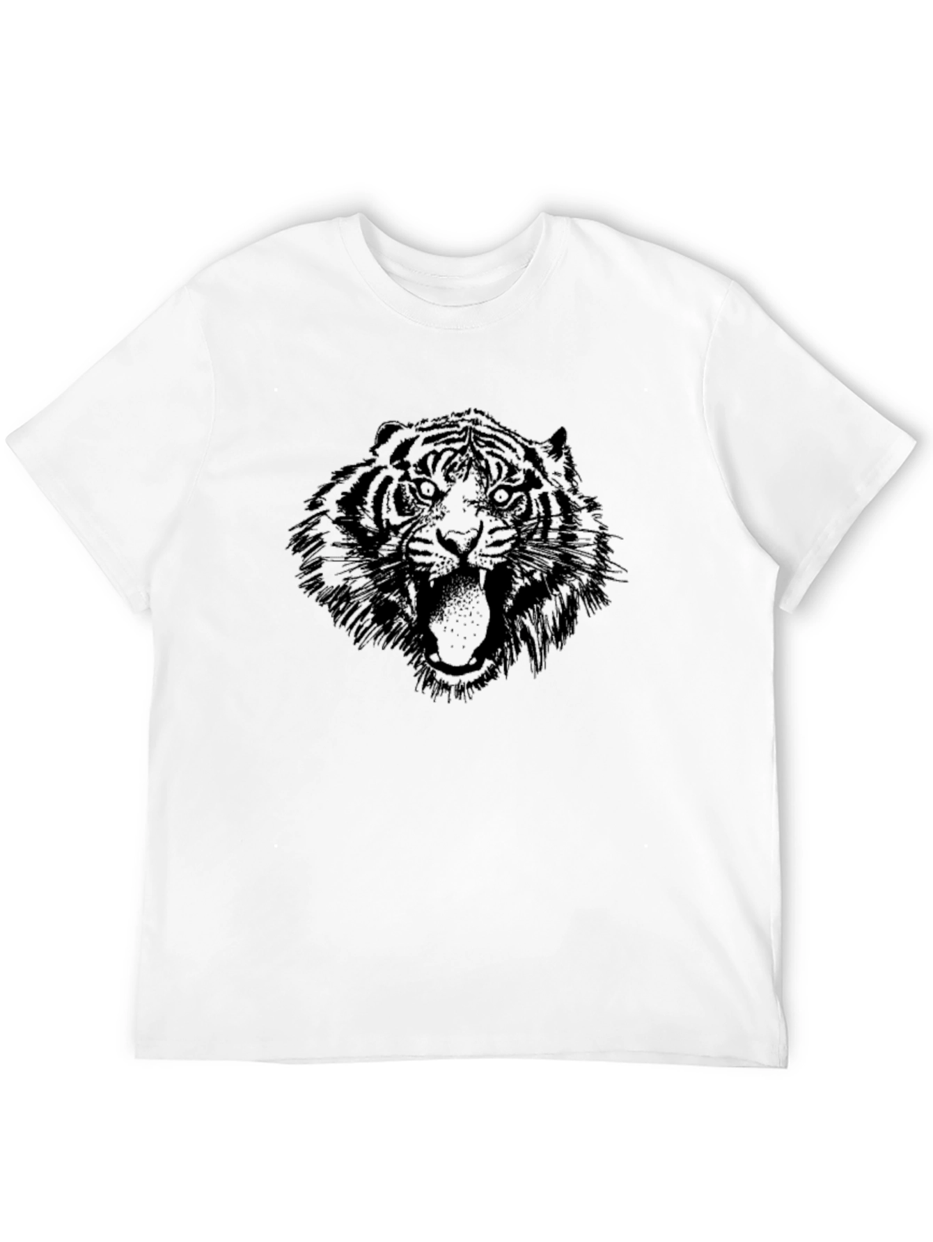 Tiger Graphic Tee - Mens Black Crew Neck T-Shirt