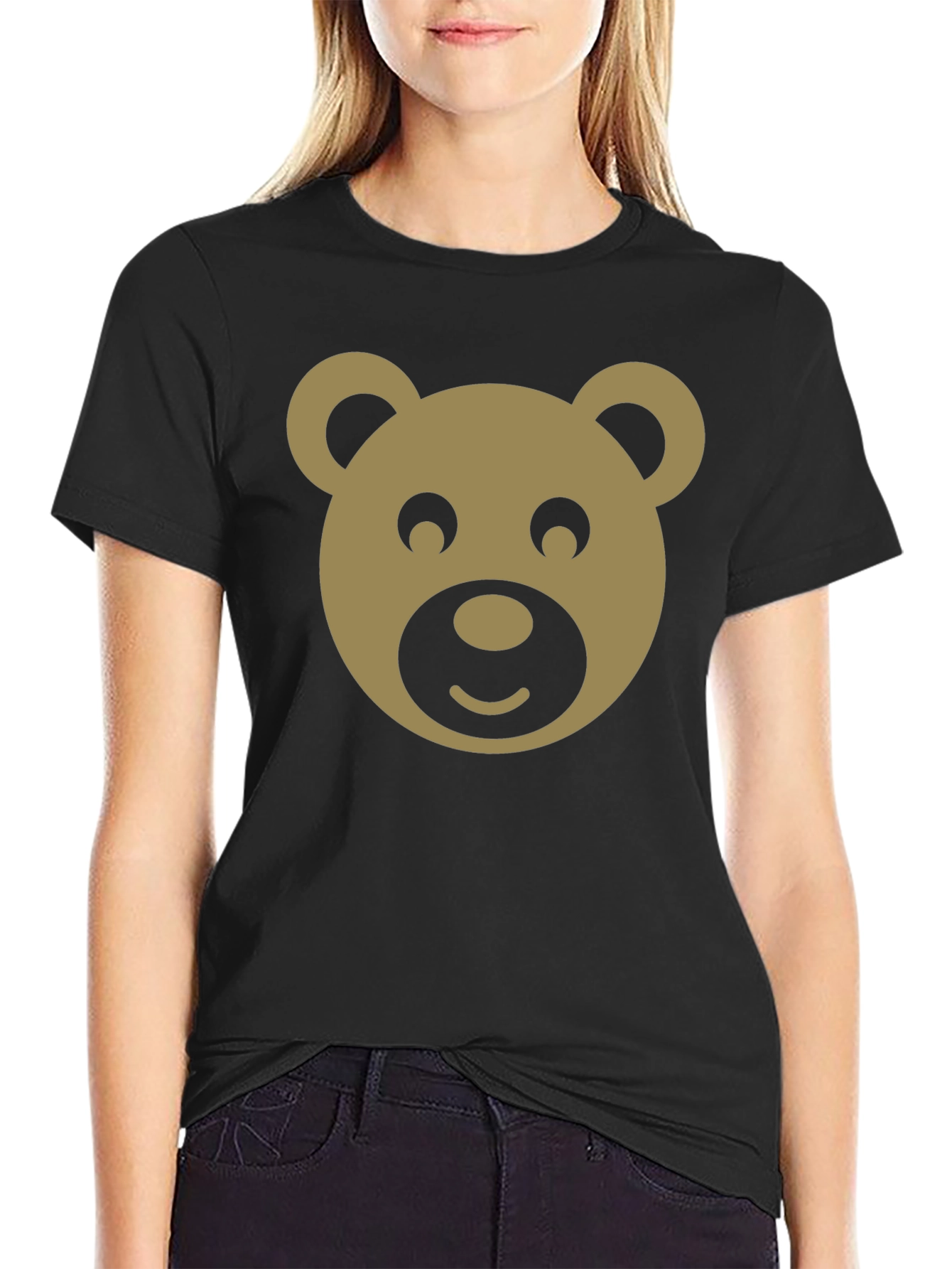 Cute Bear Graphic Black T-Shirt - Trendy Casual Tee