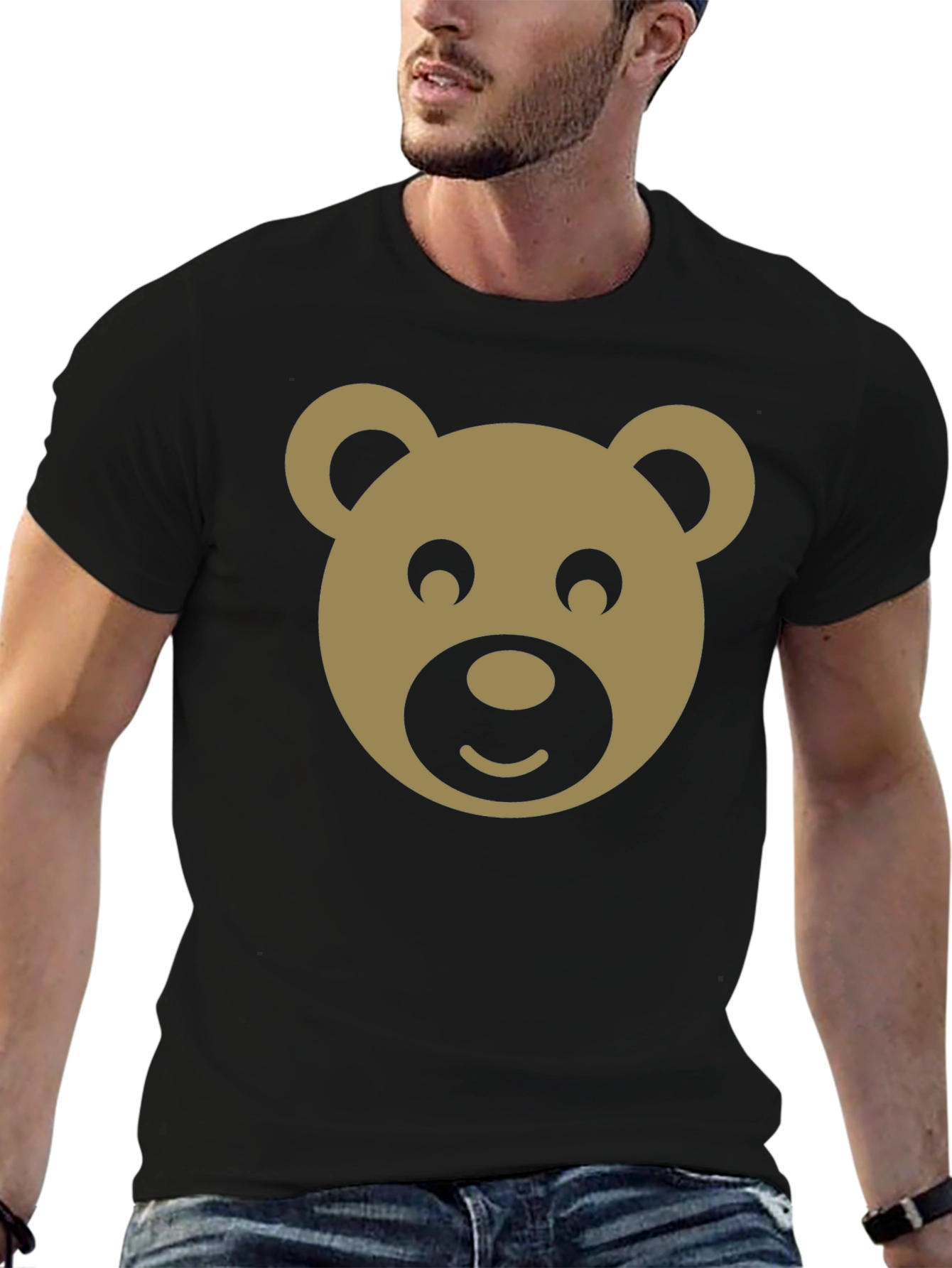 Cute Bear Graphic Black T-Shirt - Trendy Casual Tee
