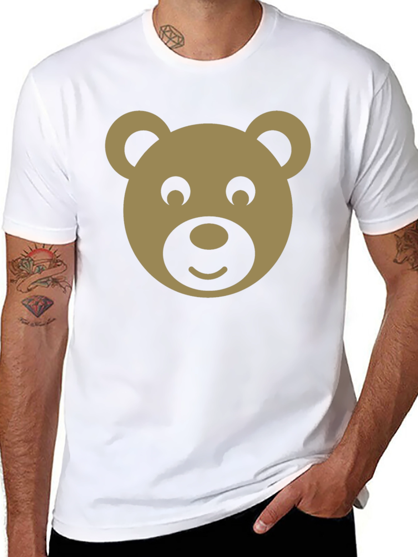 Cute Bear Graphic Black T-Shirt - Trendy Casual Tee