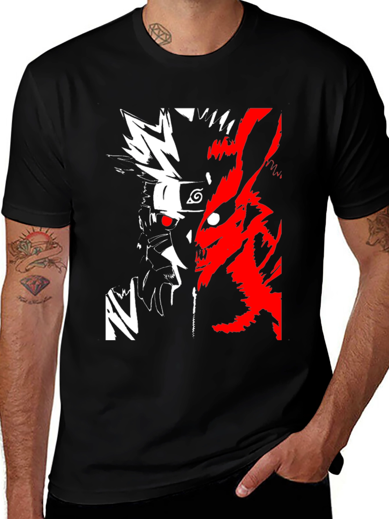 Naruto & Kurama Black Graphic T-Shirt
