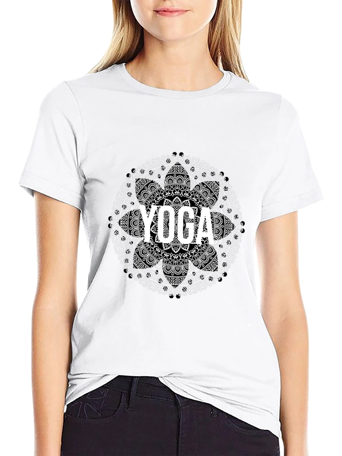 Yoga Mandala Black Graphic Tee - Unisex