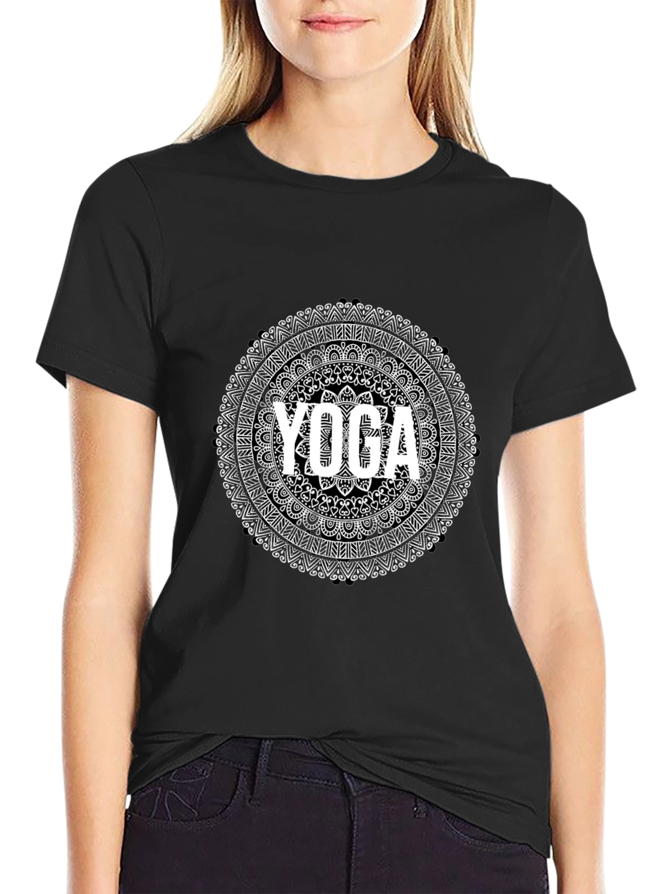 Yoga Mandala Black Graphic Tee - Unisex