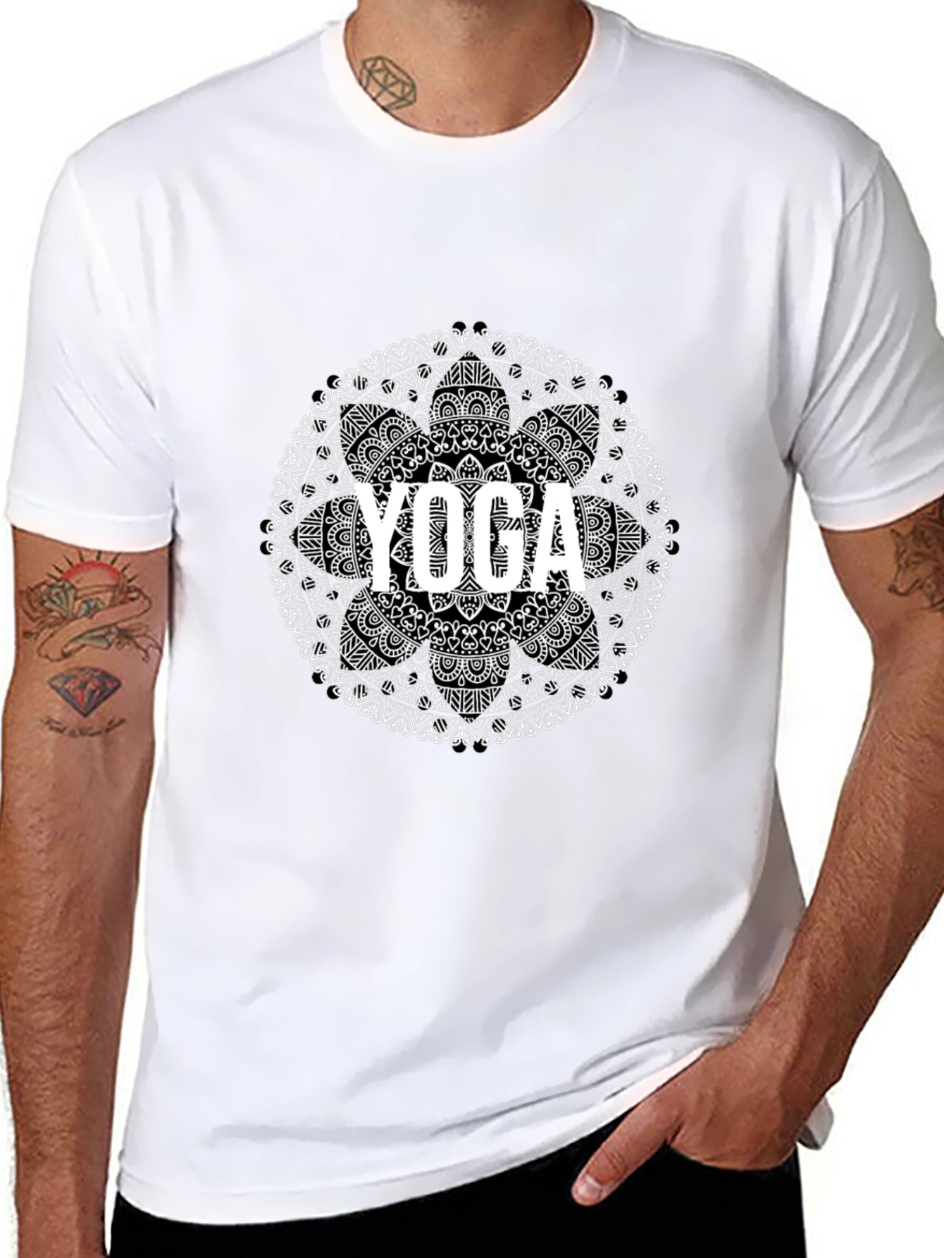 Yoga Mandala Black Graphic Tee - Unisex
