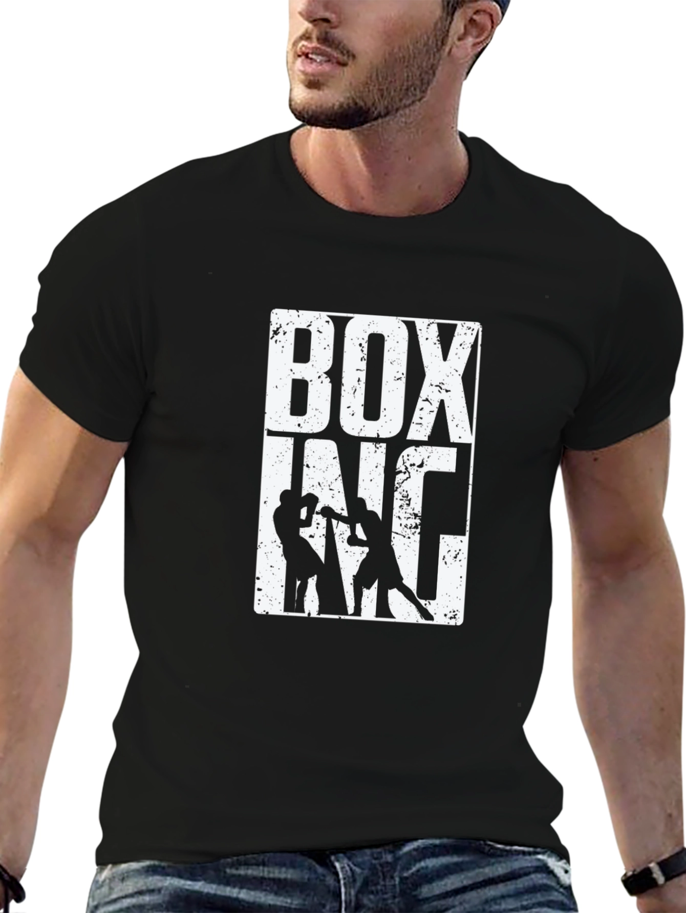 Boxing Inc. Graphic Print Tee - Black Cotton Blend