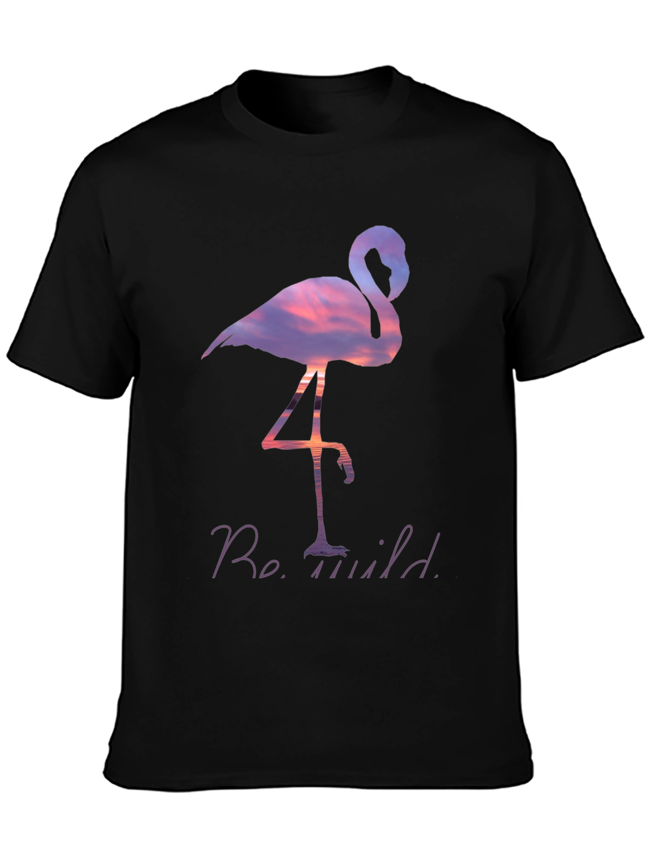 Be Wild Flamingo Graphic Tee - Black