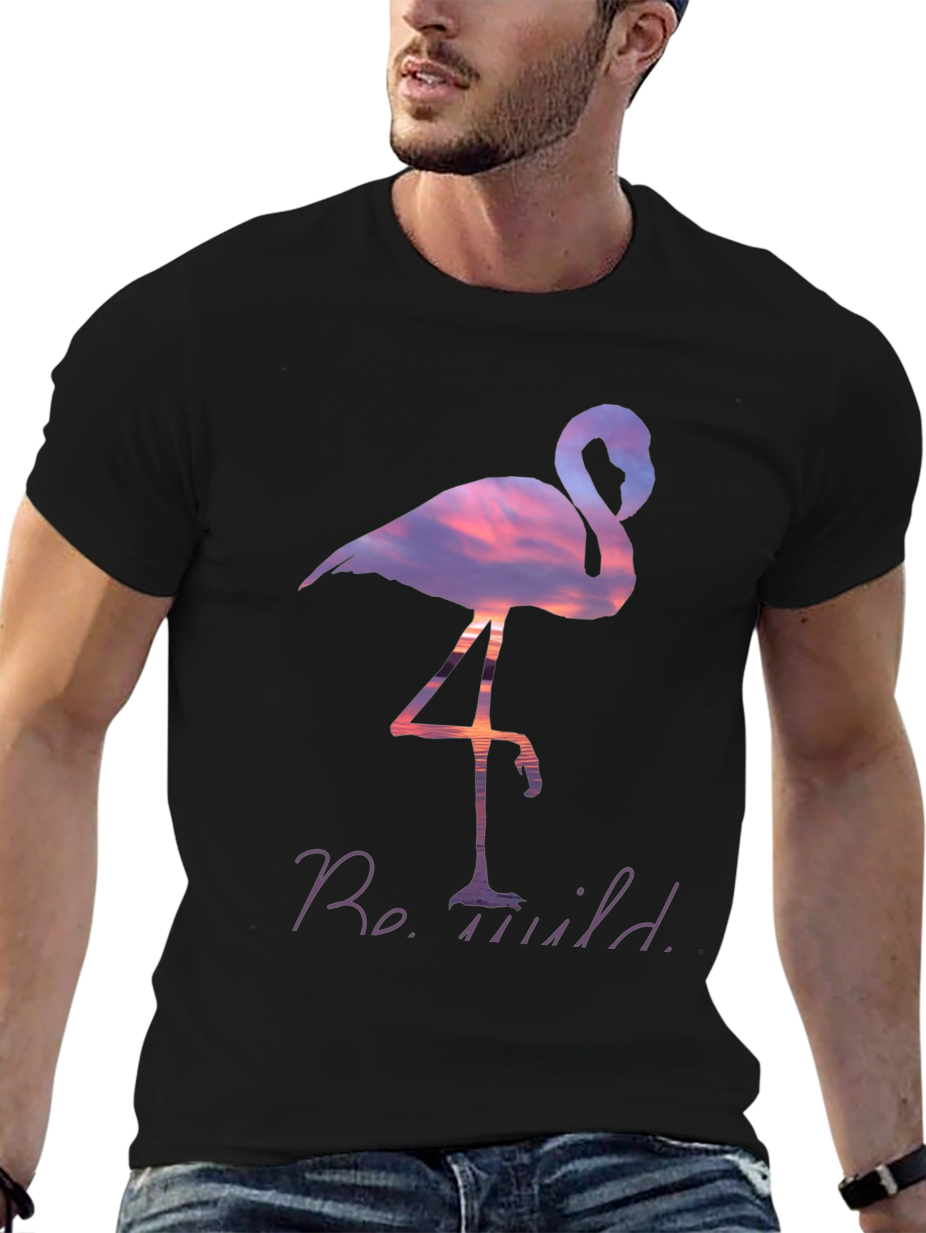 Be Wild Flamingo Graphic Tee - Black