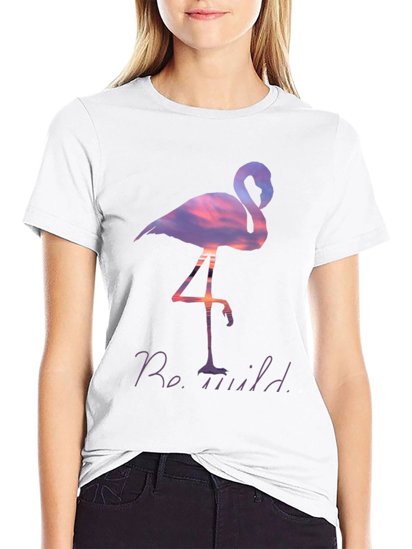 Be Wild Flamingo Graphic Tee - Black