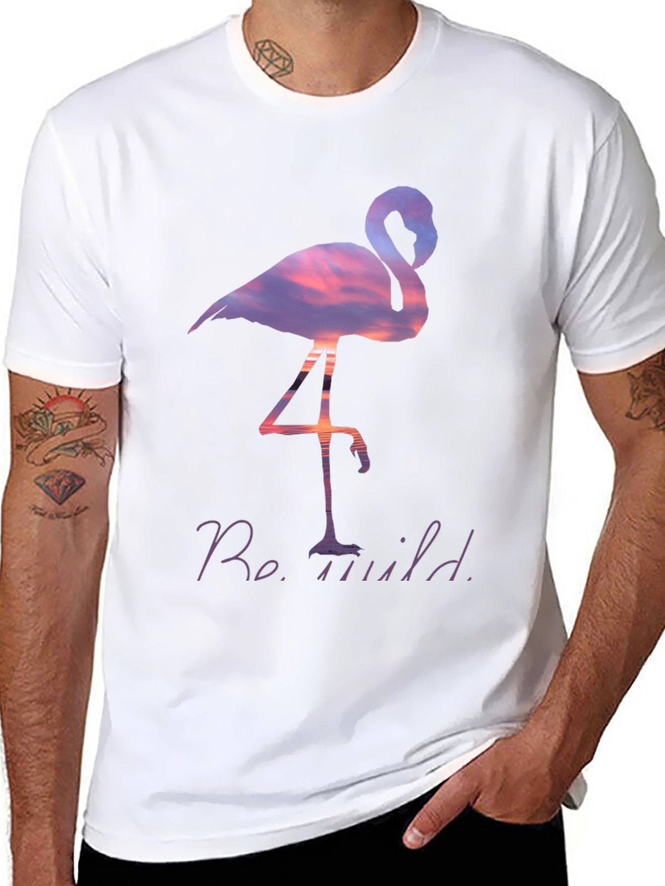 Be Wild Flamingo Graphic Tee - Black