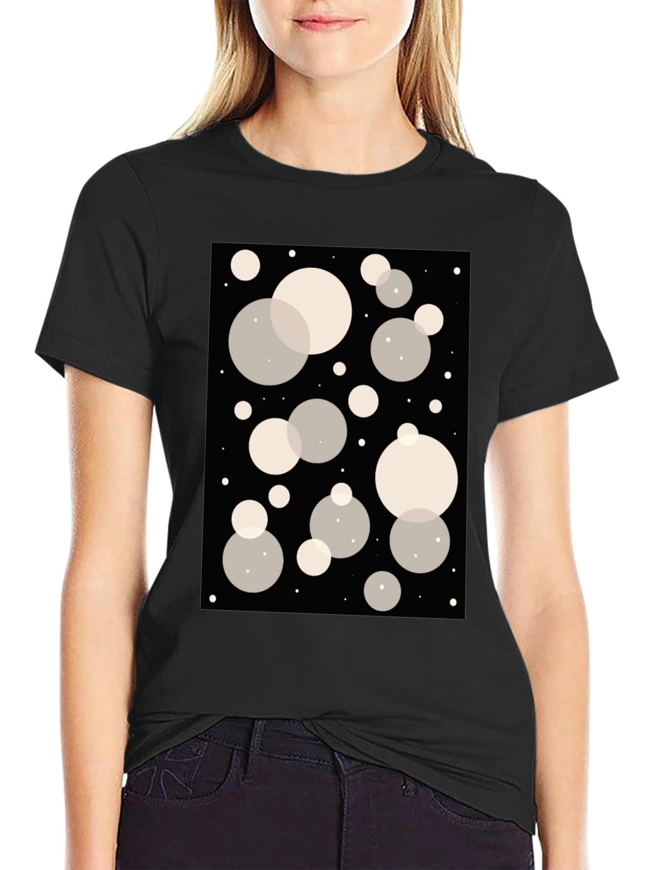 Abstract Bubble Print Black T-Shirt