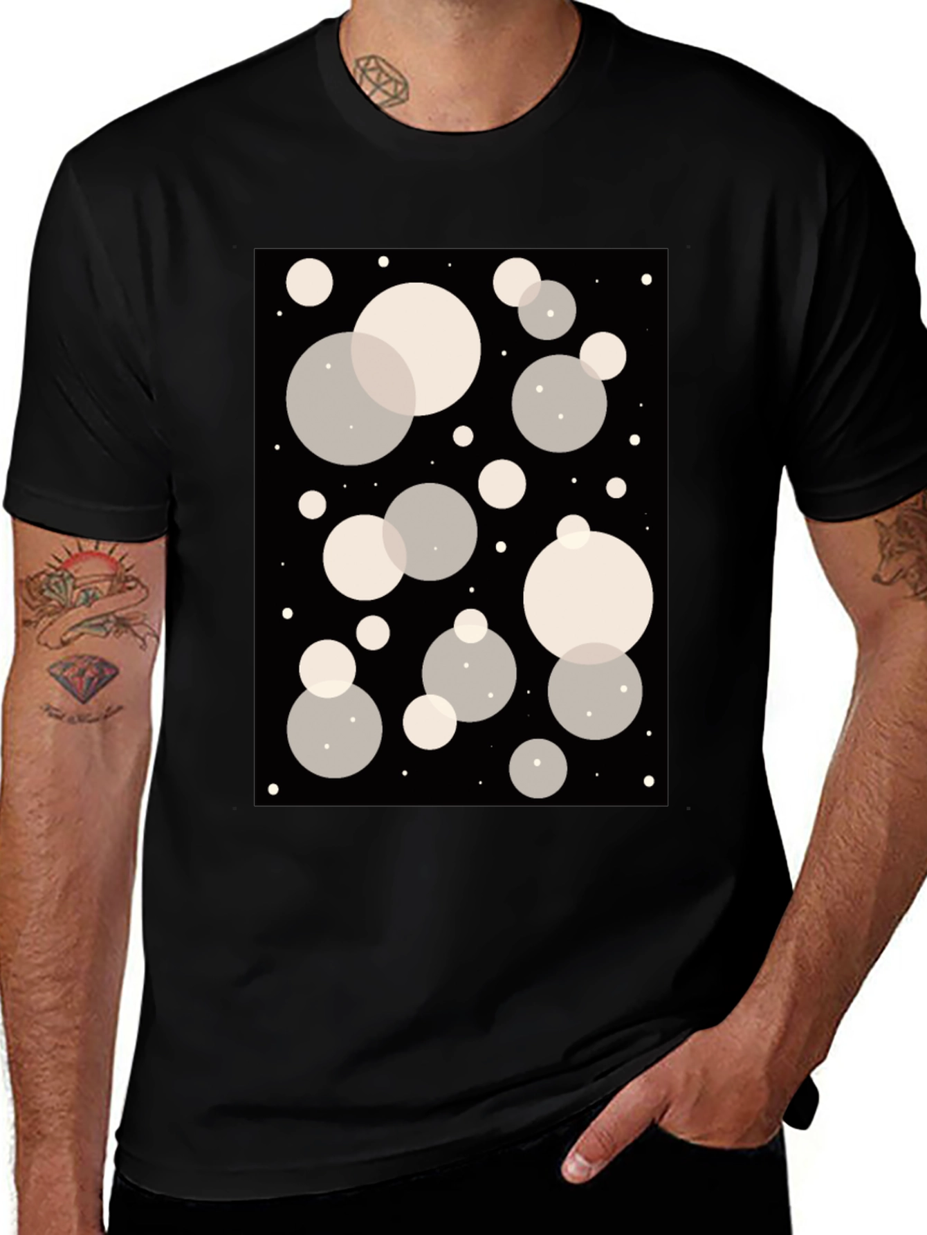Abstract Bubble Print Black T-Shirt