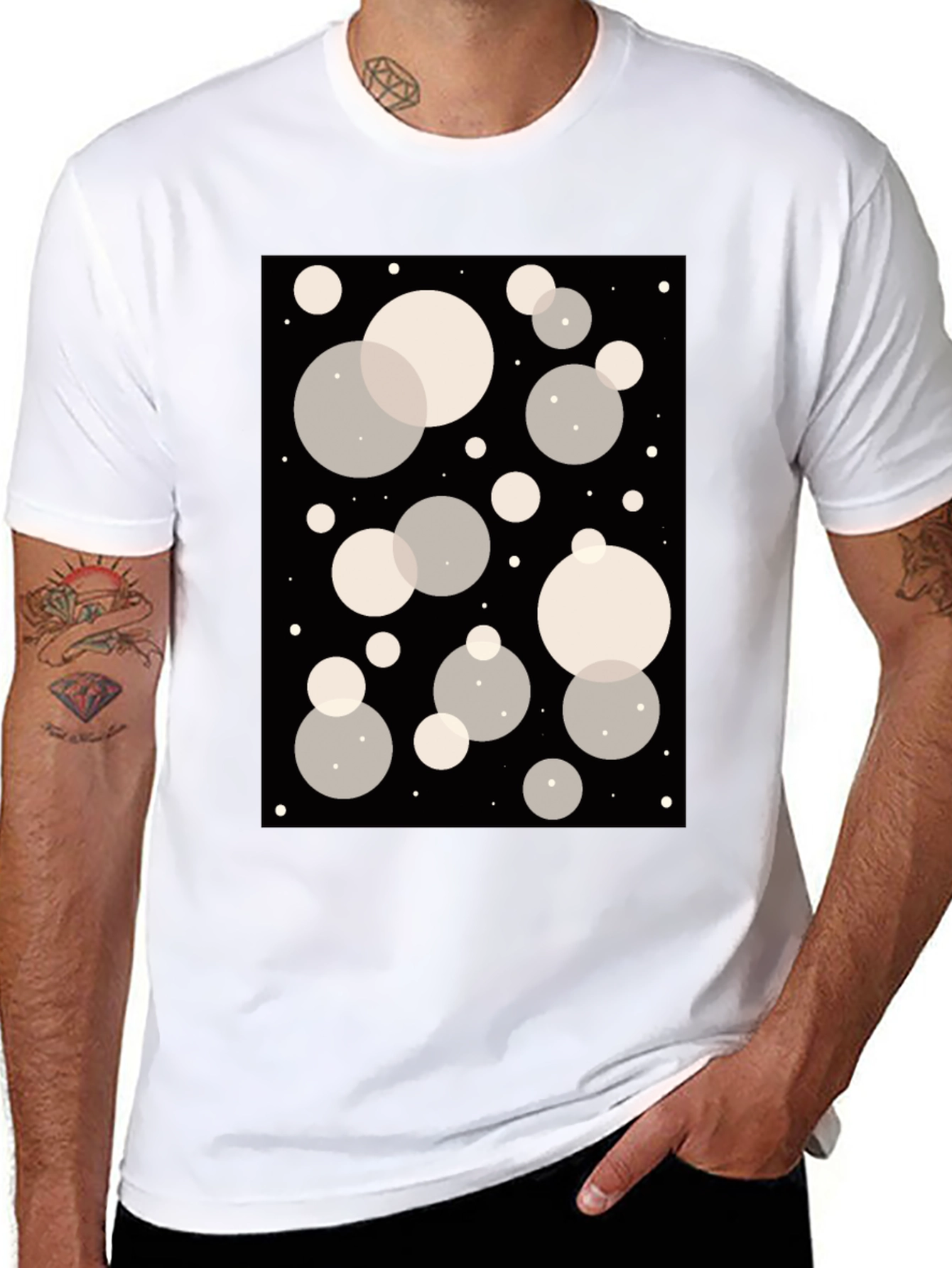Abstract Bubble Print Black T-Shirt