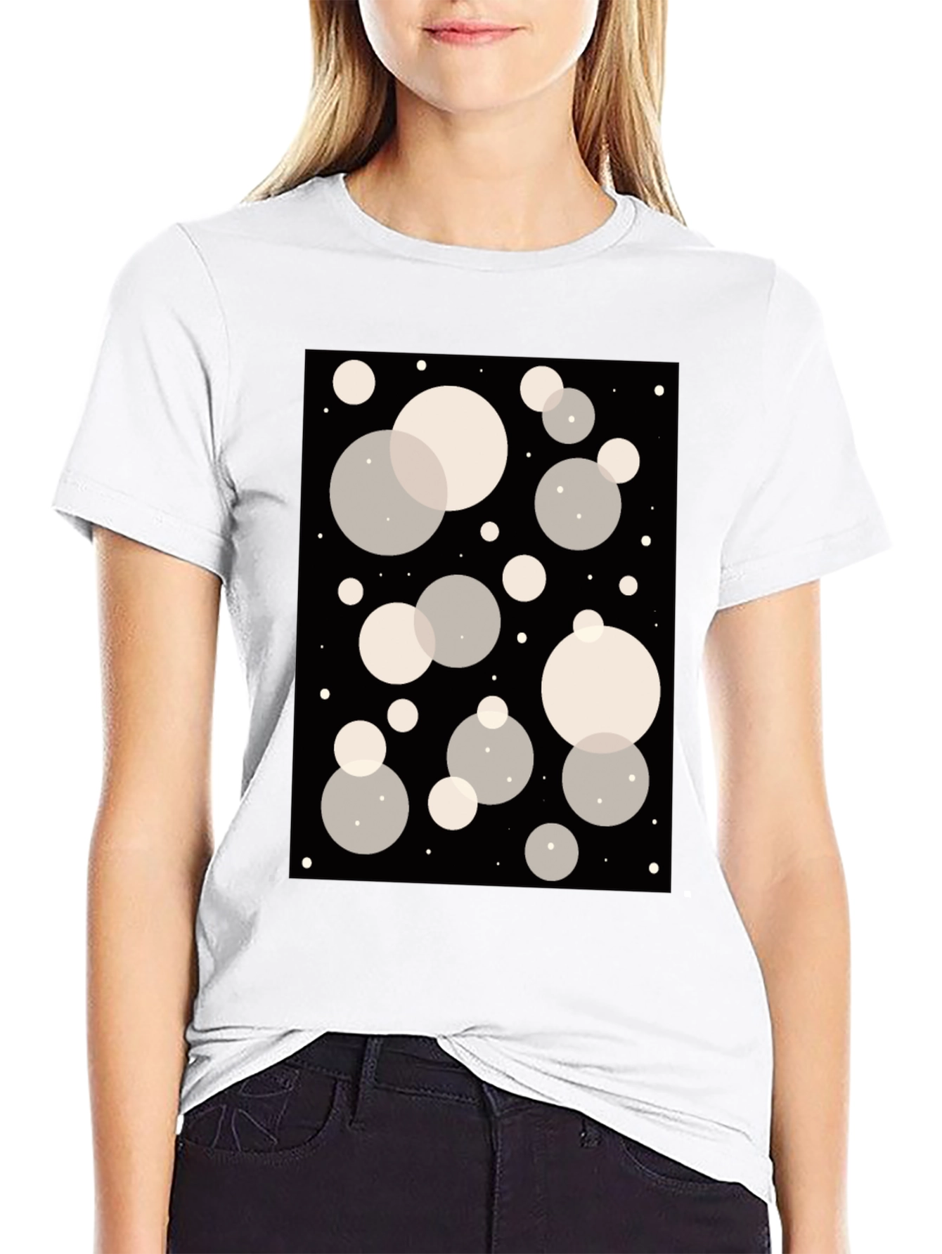 Abstract Bubble Print Black T-Shirt