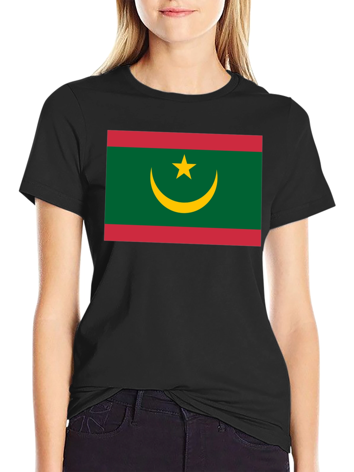 Mauritania Flag T-Shirt - Black Crew Neck Tee