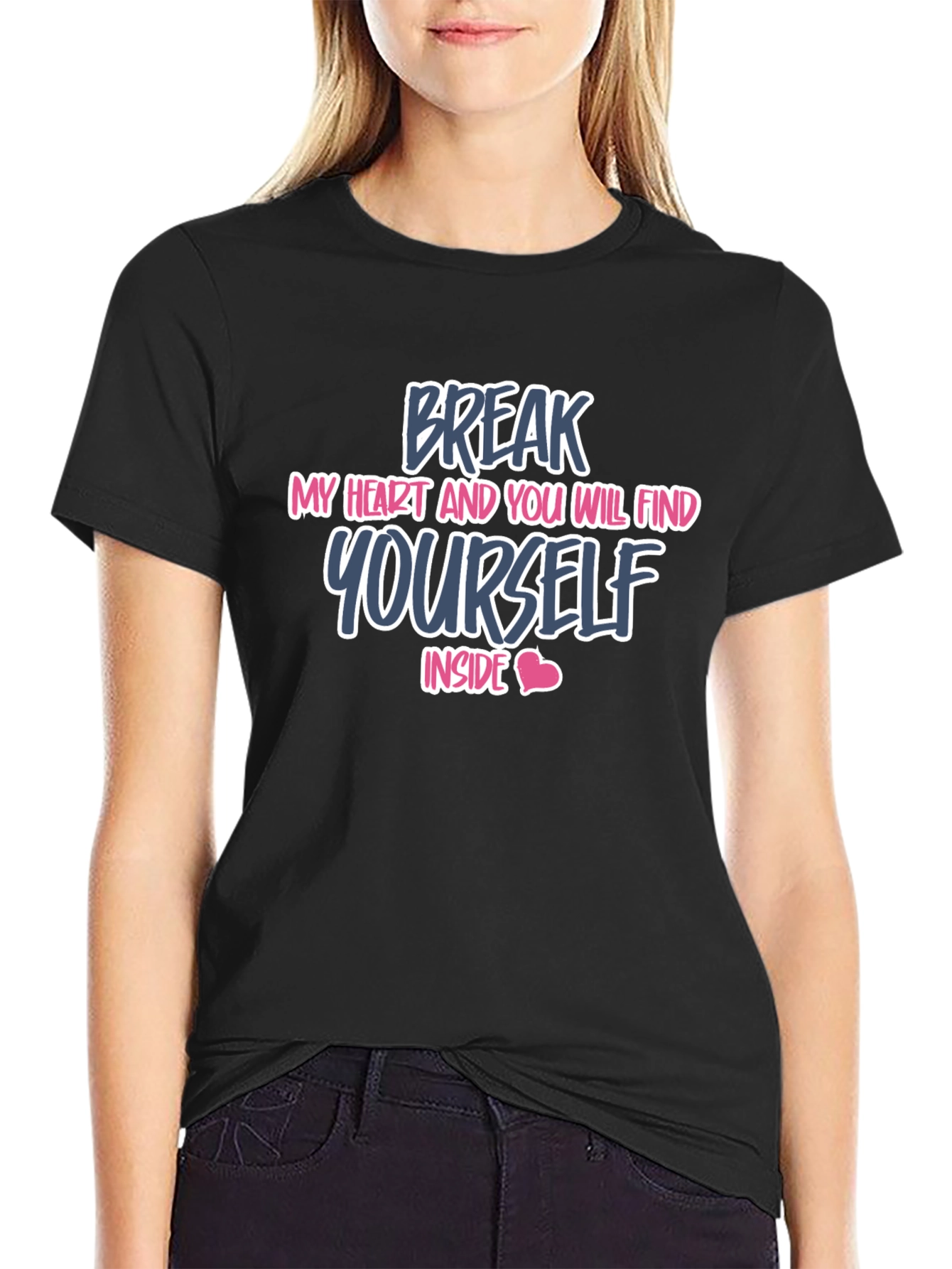 Break My Heart Mens Black Graphic Tee