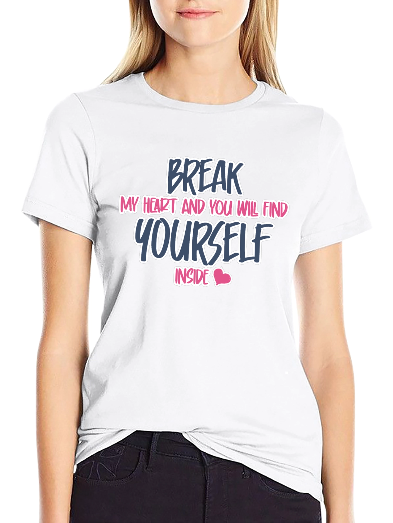 Break My Heart Mens Black Graphic Tee