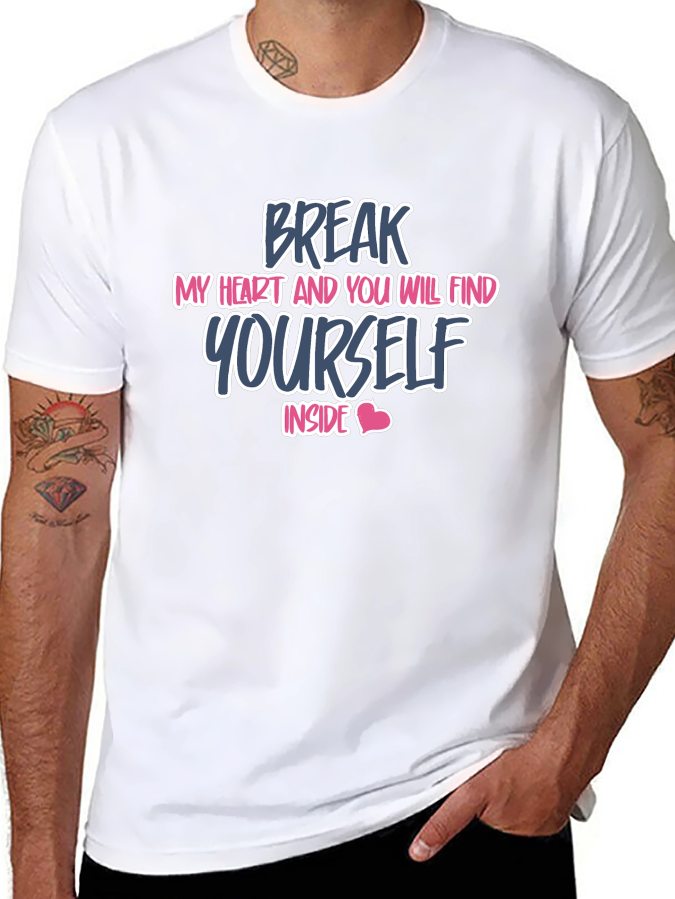 Break My Heart Mens Black Graphic Tee
