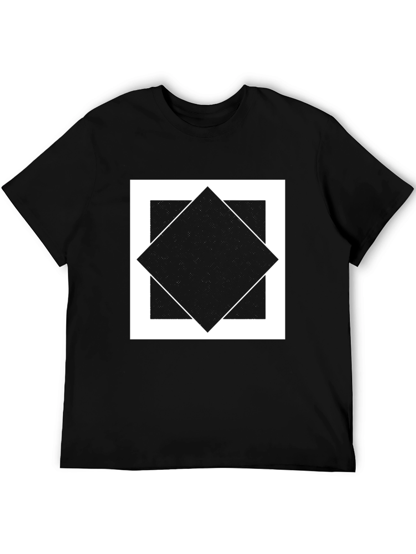 Geometric Square Diamond Graphic Tee - Black
