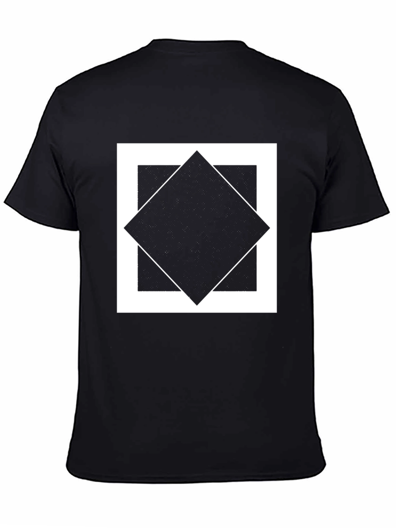 Geometric Square Diamond Graphic Tee - Black