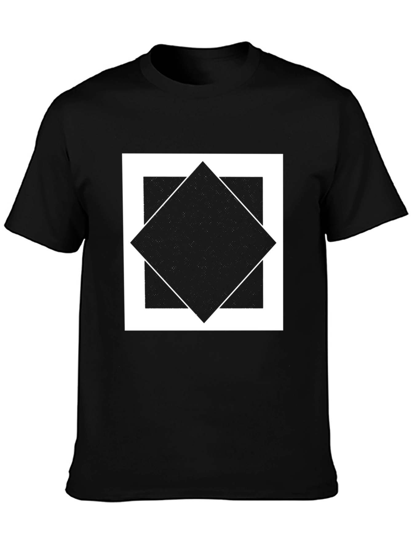 Geometric Square Diamond Graphic Tee - Black