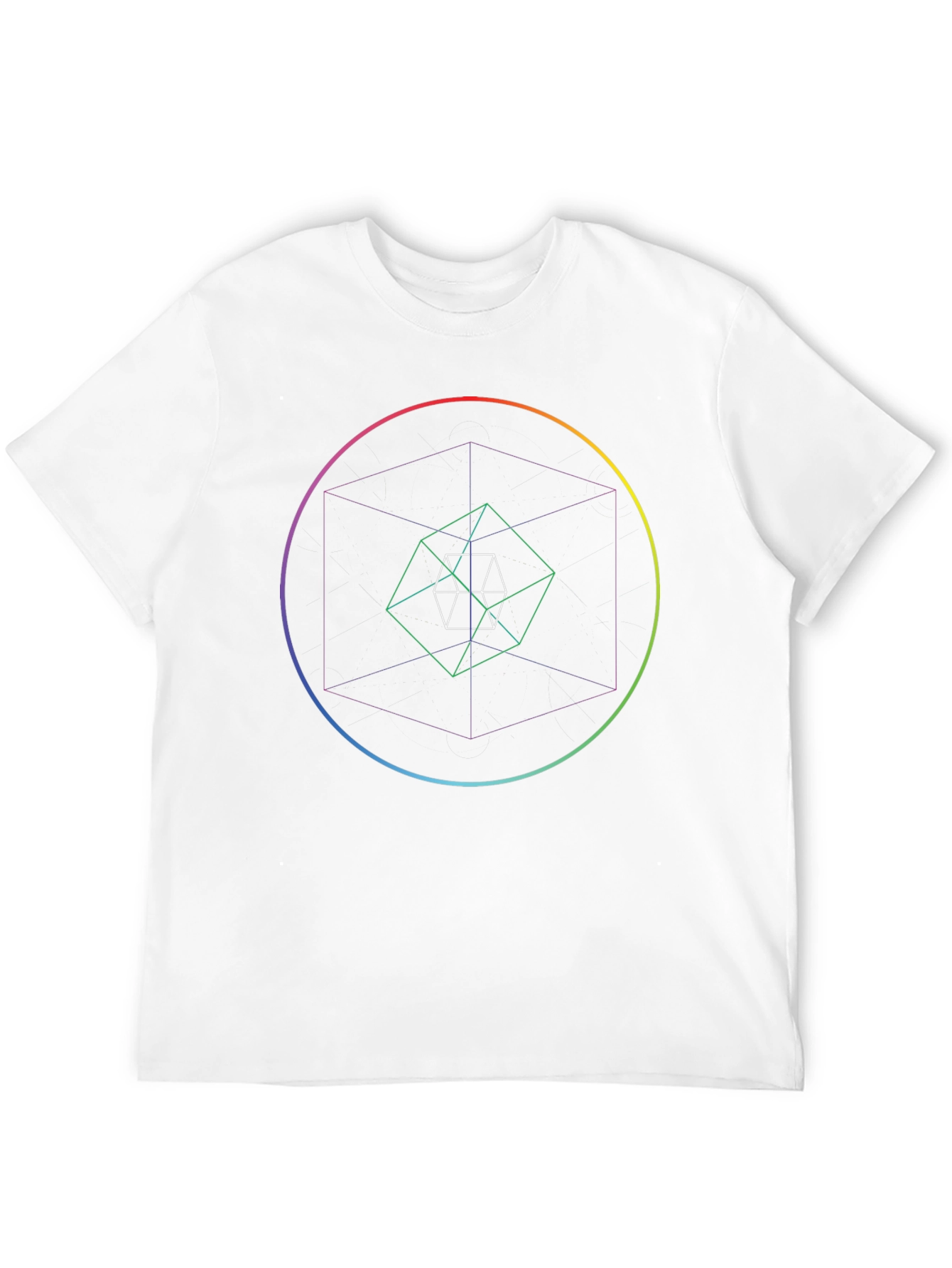 Geometric Cube Print Black T-Shirt