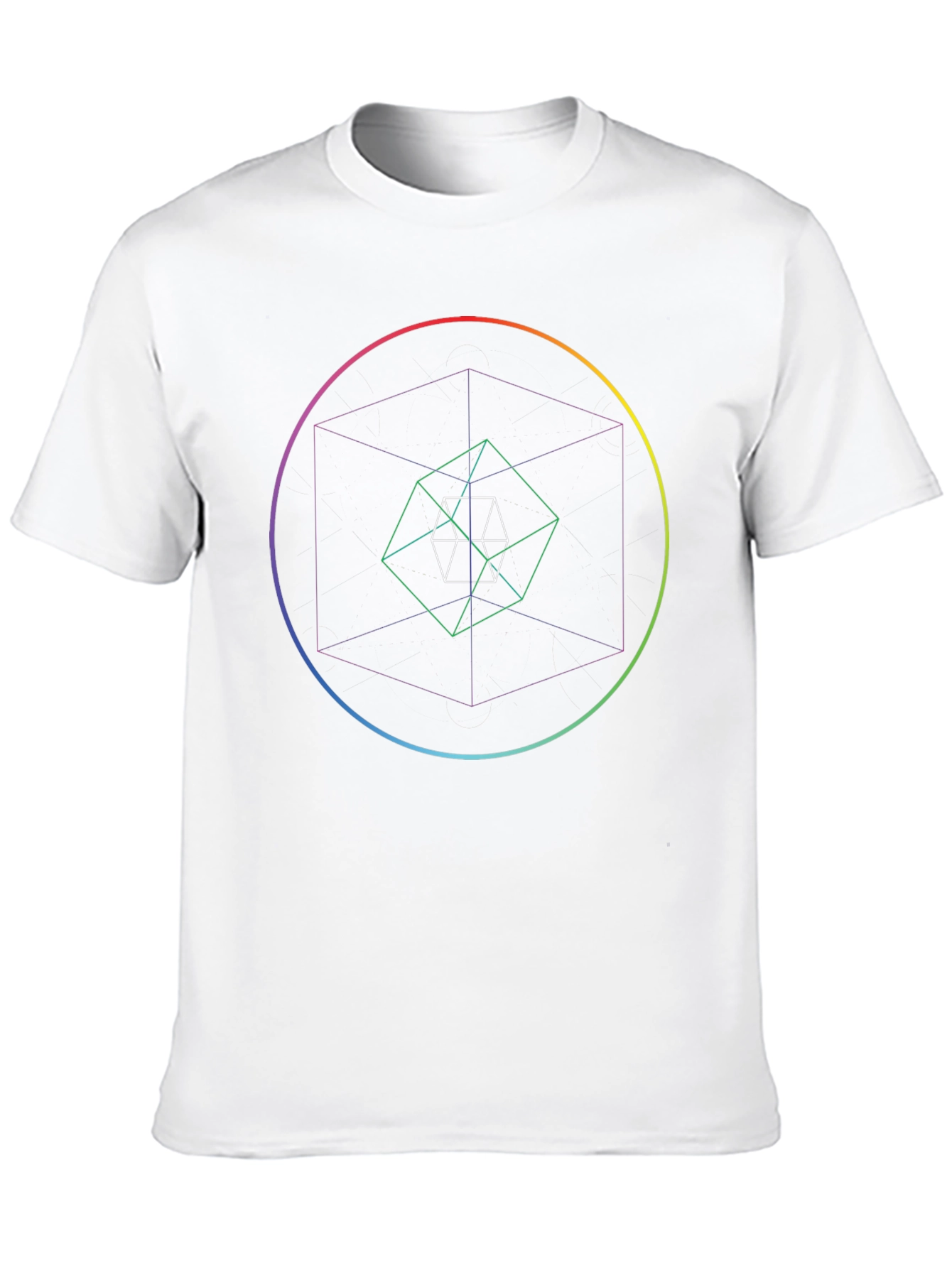 Geometric Cube Print Black T-Shirt