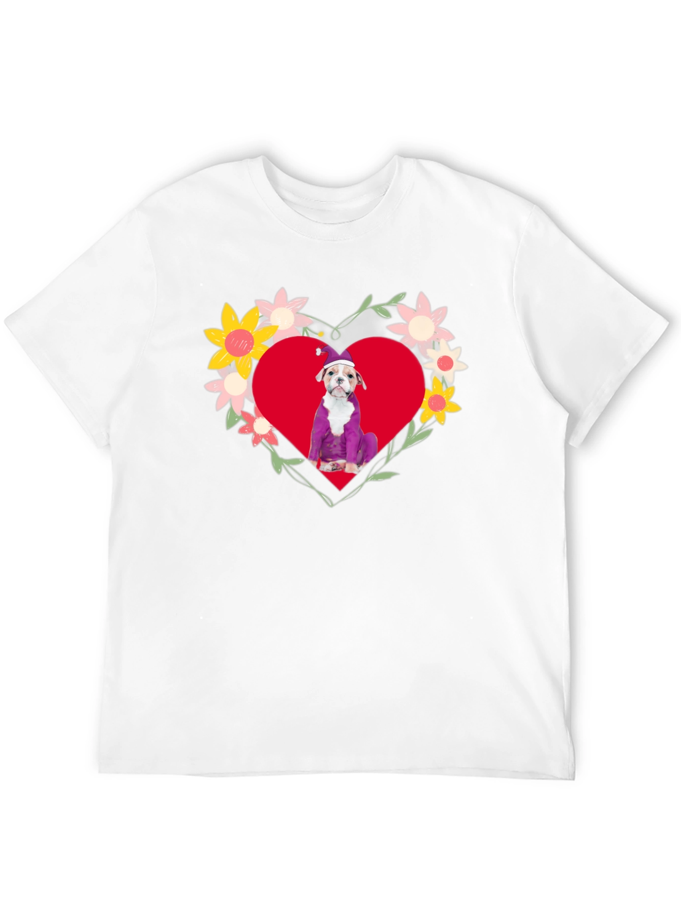 Dog in Heart Flowers T-Shirt