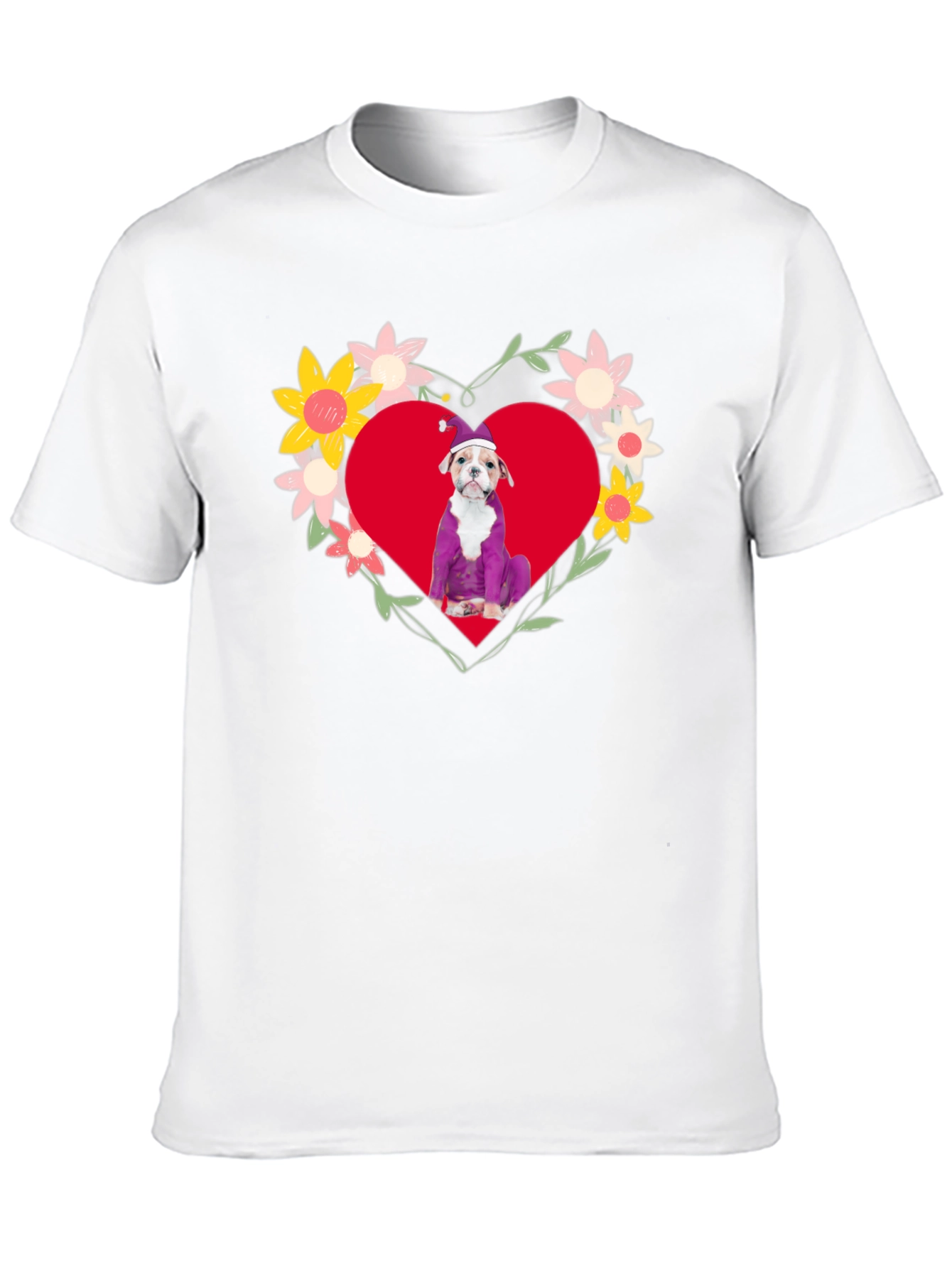 Dog in Heart Flowers T-Shirt