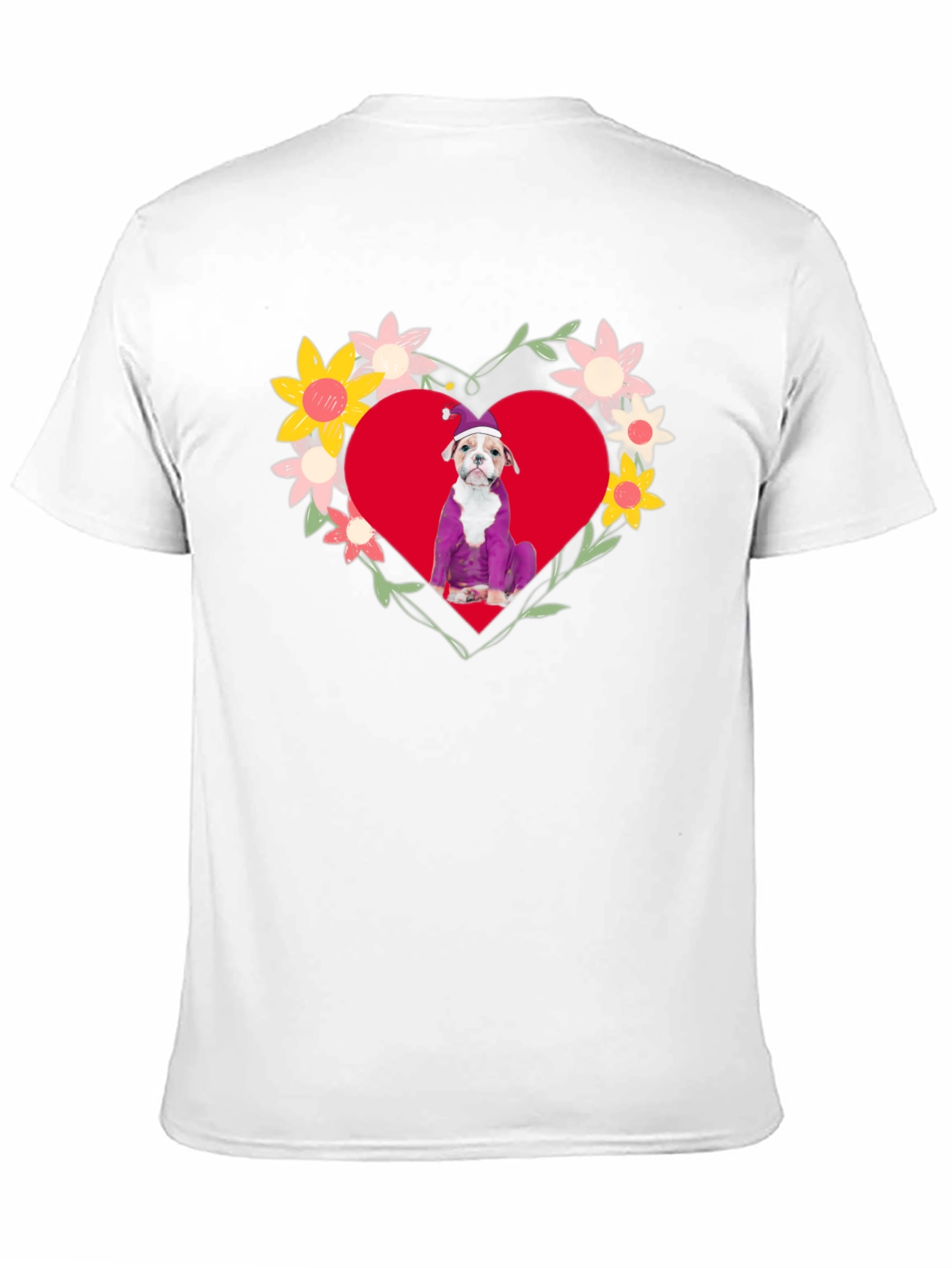 Dog in Heart Flowers T-Shirt