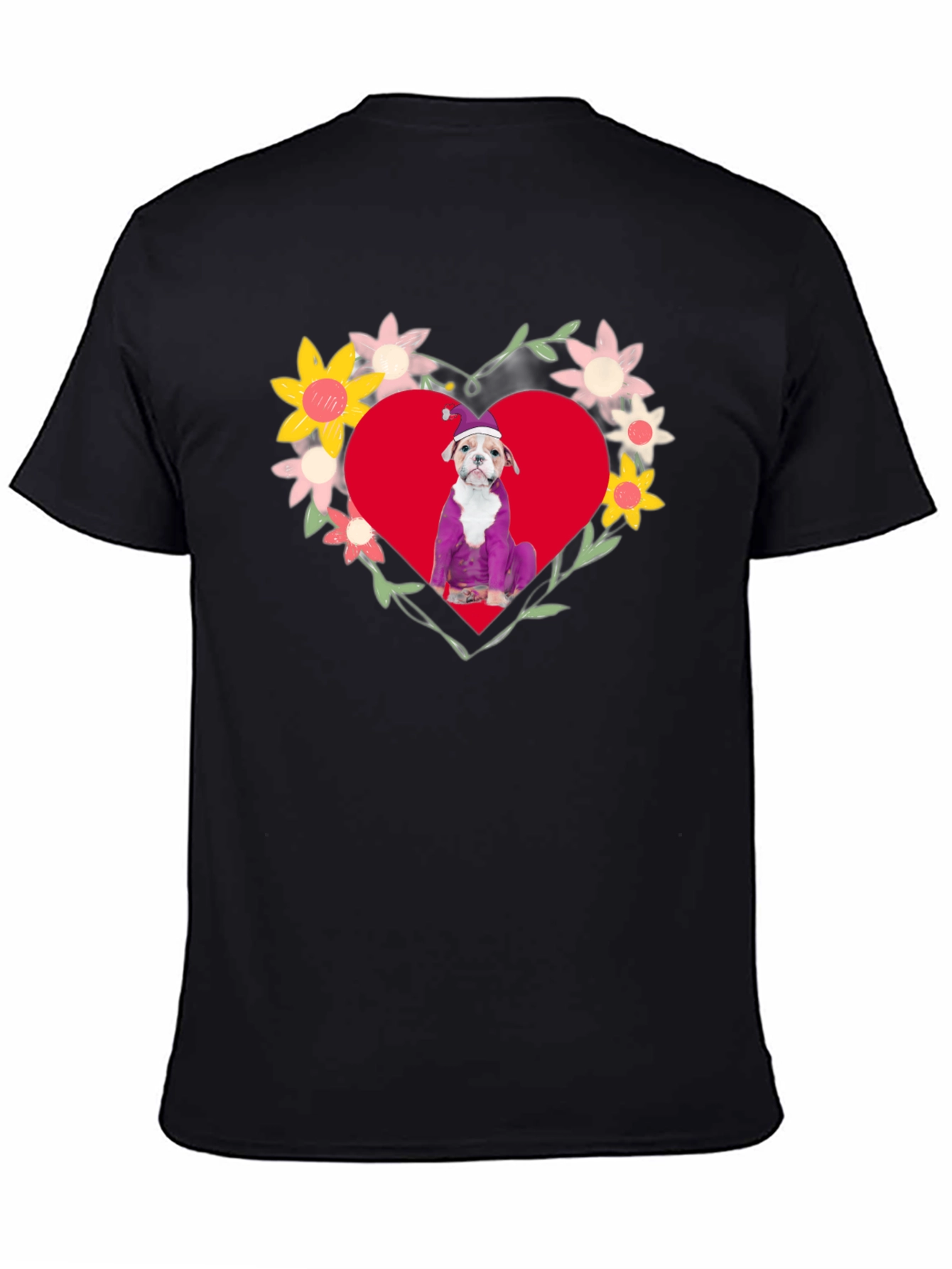 Dog in Heart Flowers T-Shirt