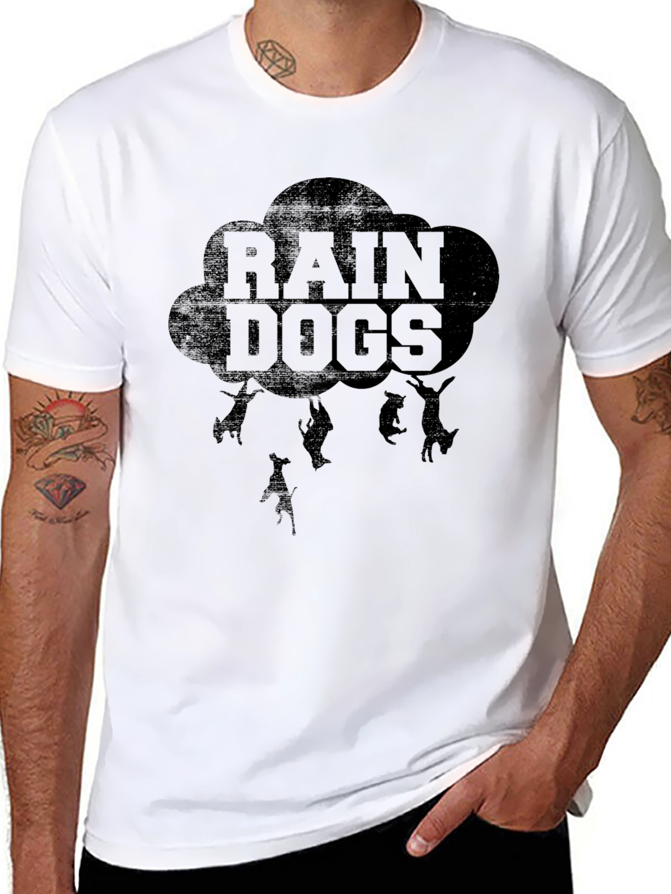 Rain Dogs Graphic Tee - Black Cotton T-Shirt