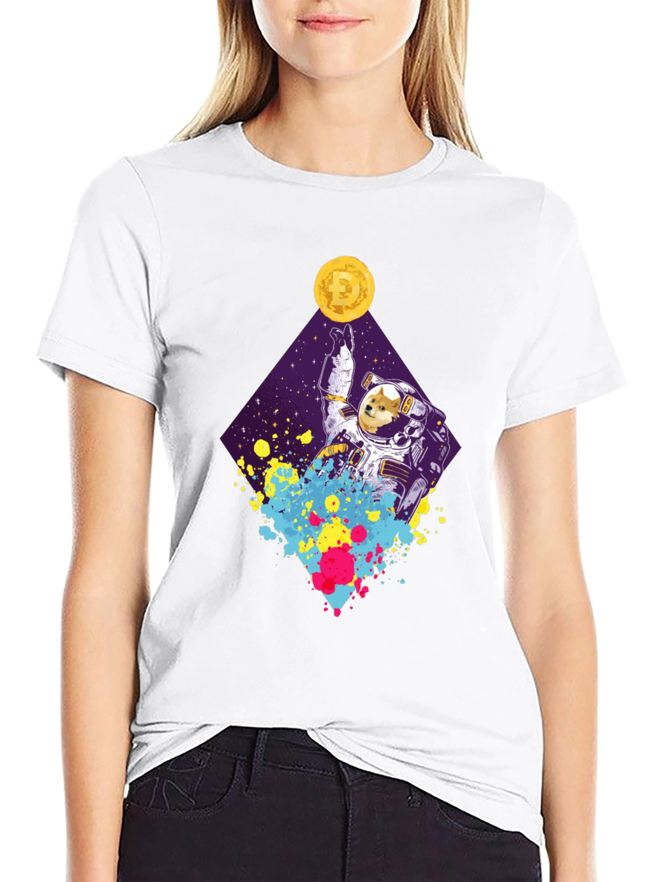 Dogecoin Astronaut Black T-Shirt