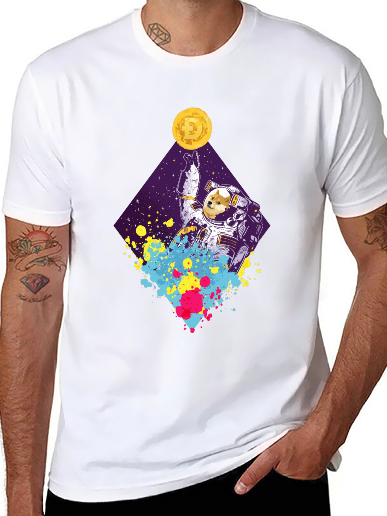 Dogecoin Astronaut Black T-Shirt