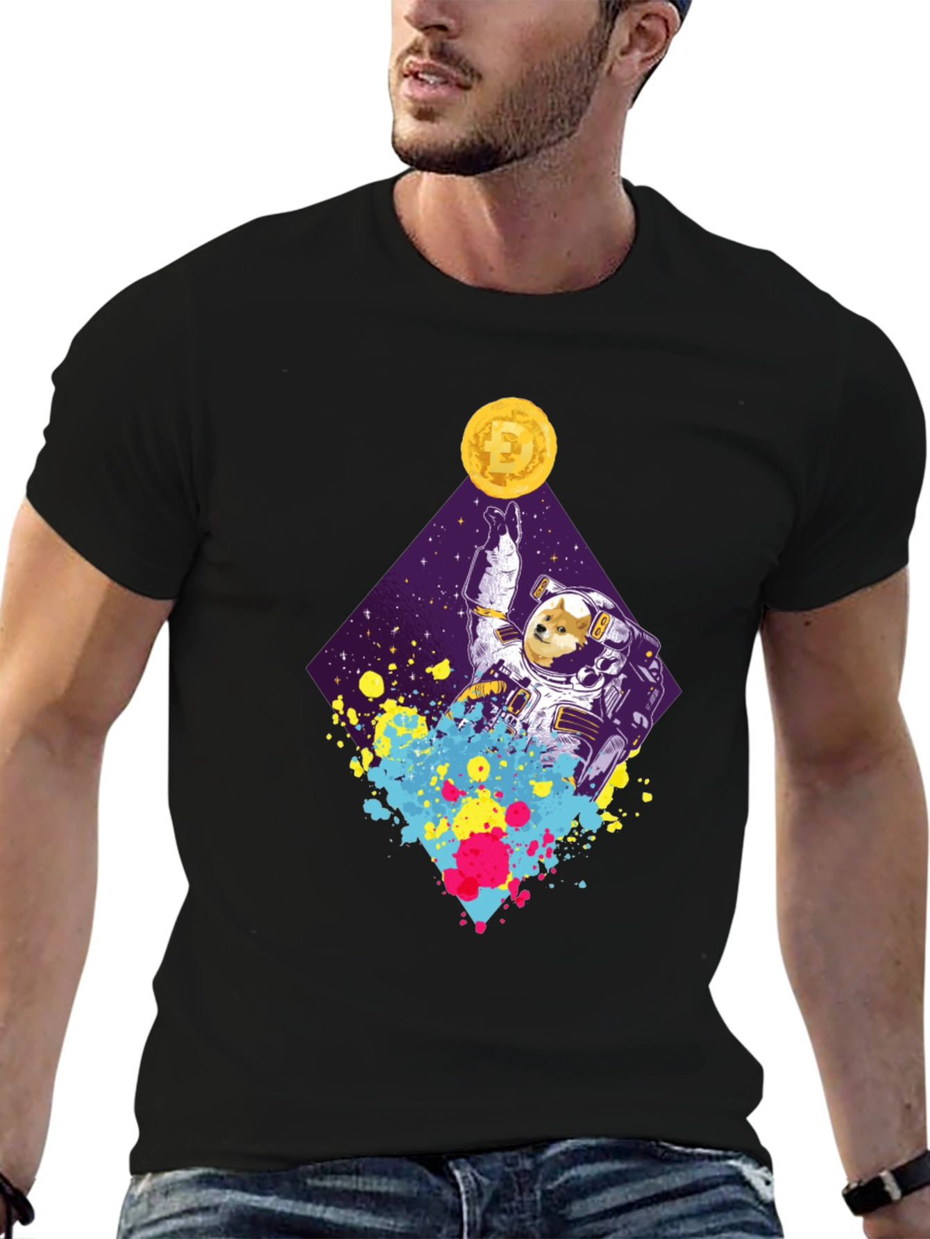 Dogecoin Astronaut Black T-Shirt