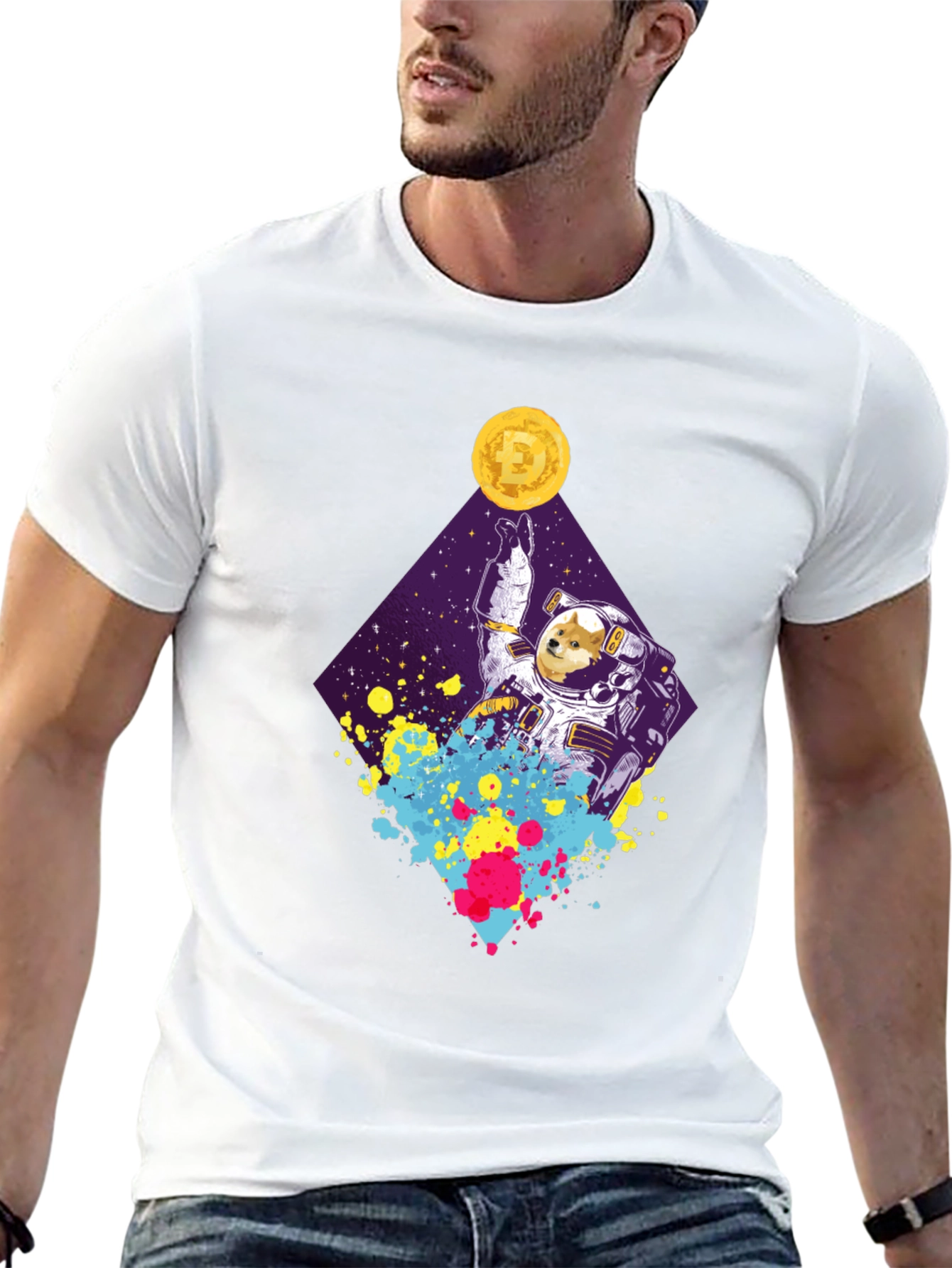 Dogecoin Astronaut Black T-Shirt