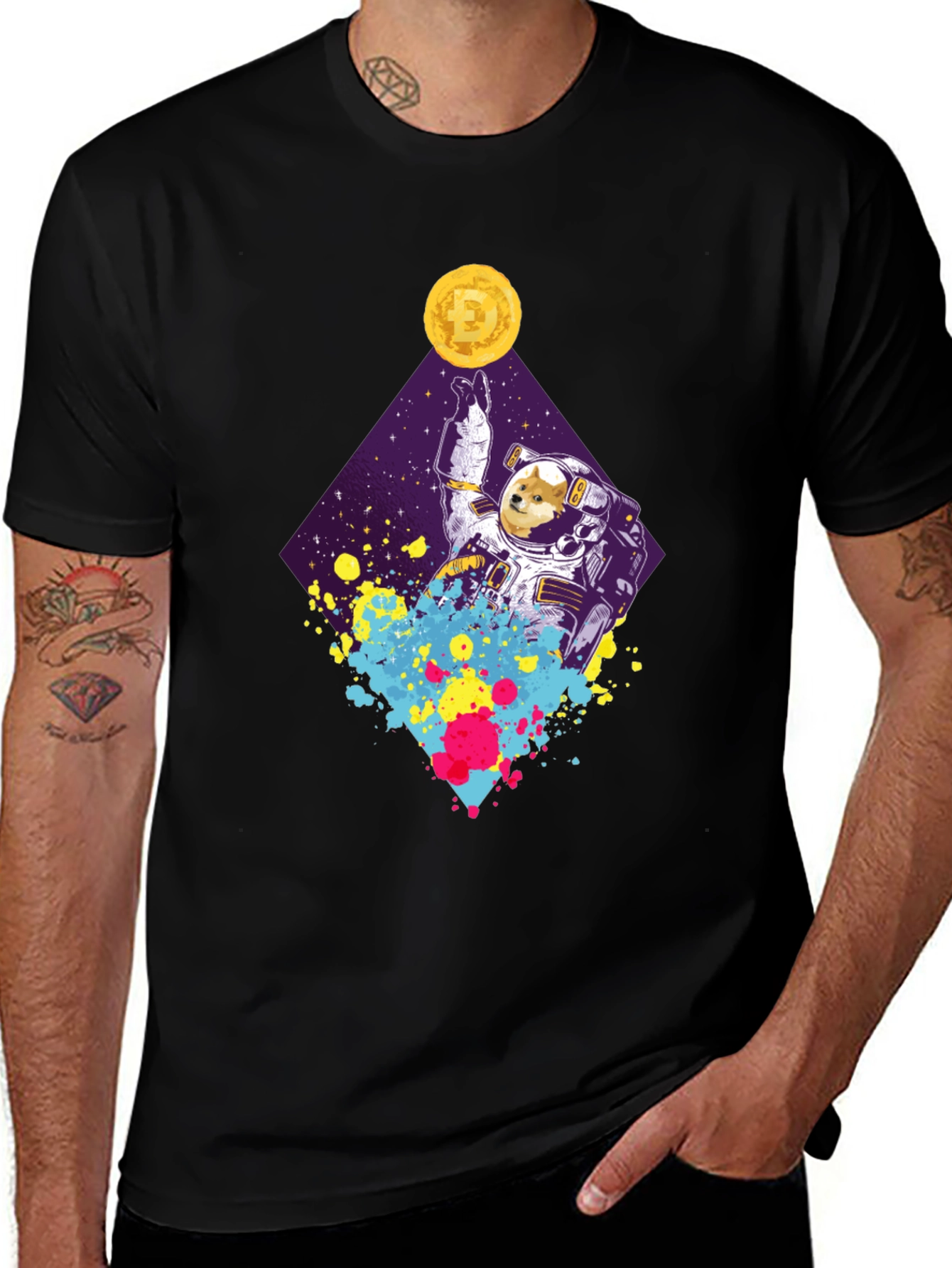 Dogecoin Astronaut Black T-Shirt