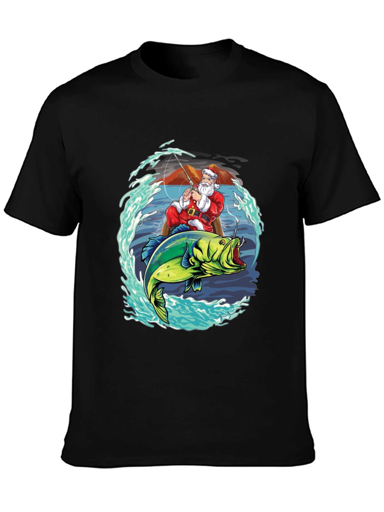 Santa Fishing T-Shirt - Holiday Catch