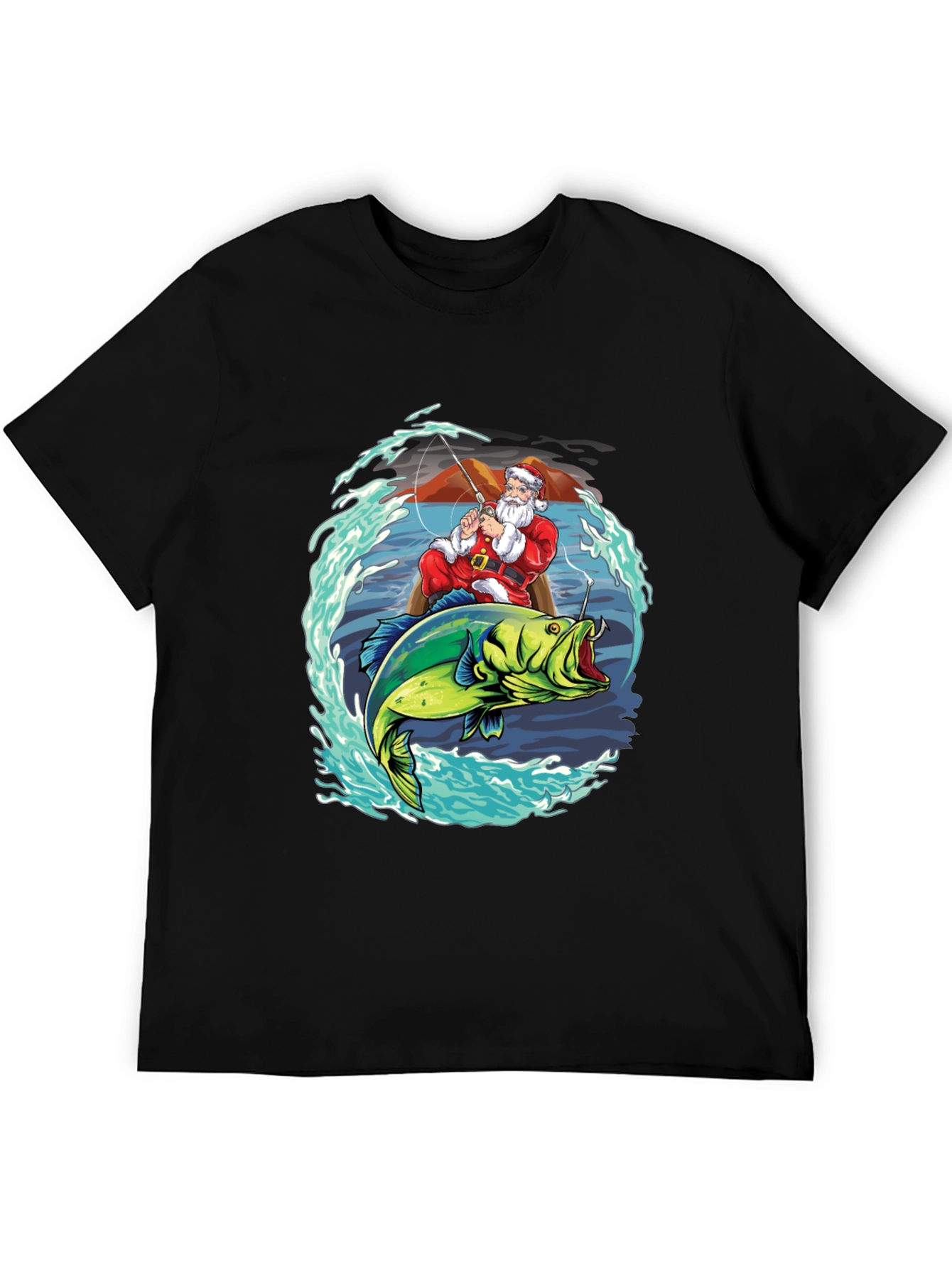 Santa Fishing T-Shirt - Holiday Catch