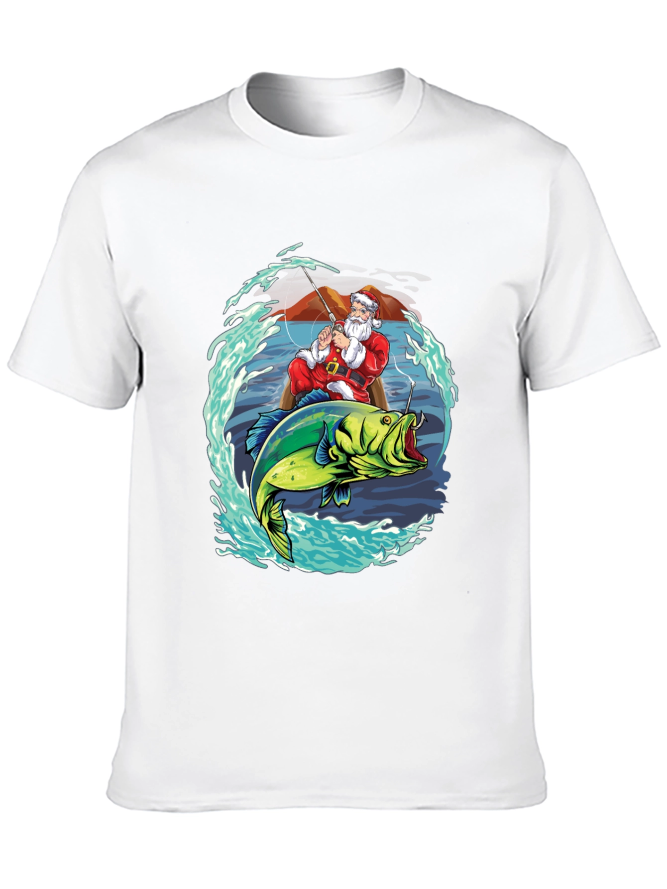 Santa Fishing T-Shirt - Holiday Catch