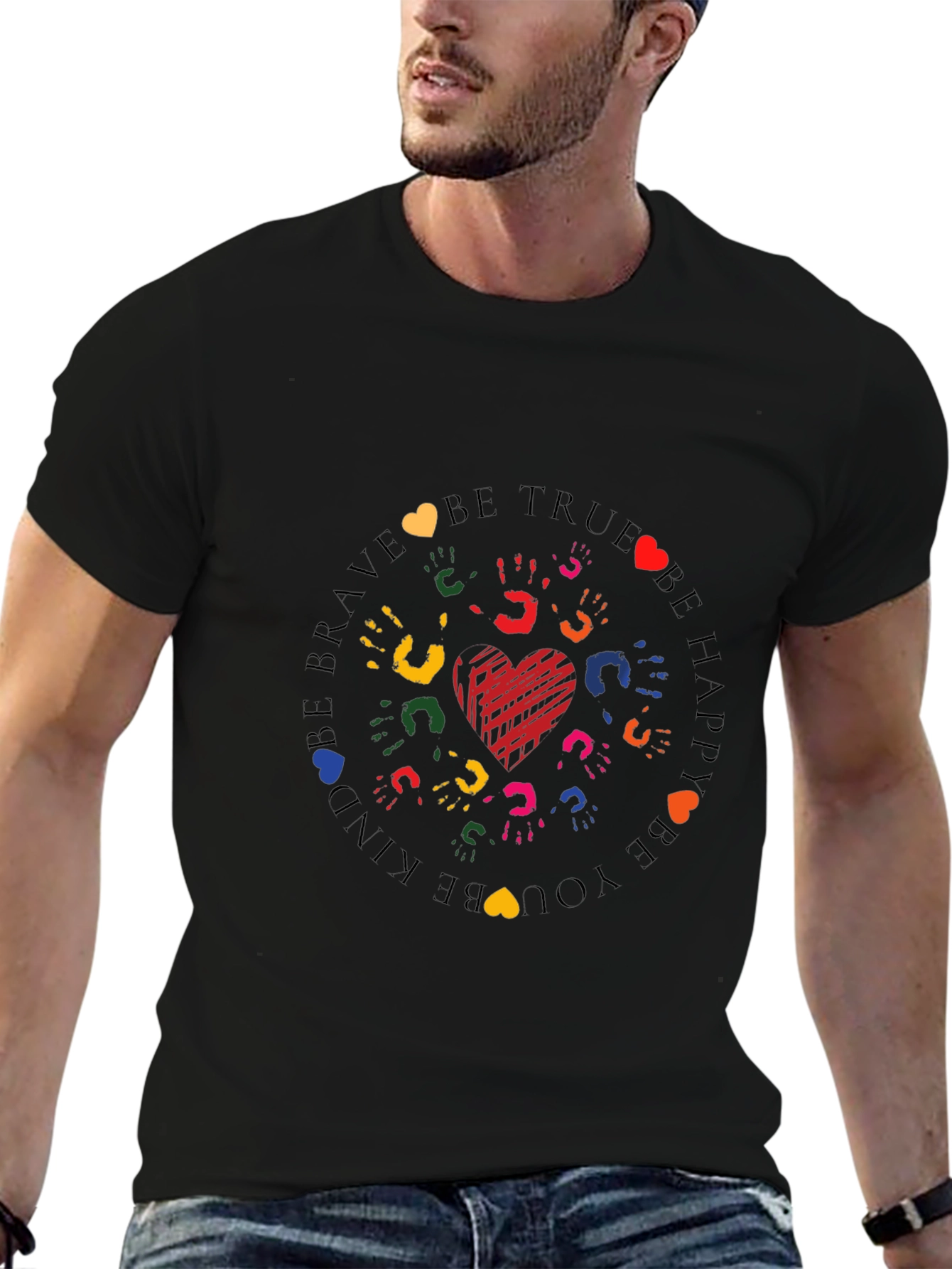 Heart Hands Graphic Crew Neck Tee
